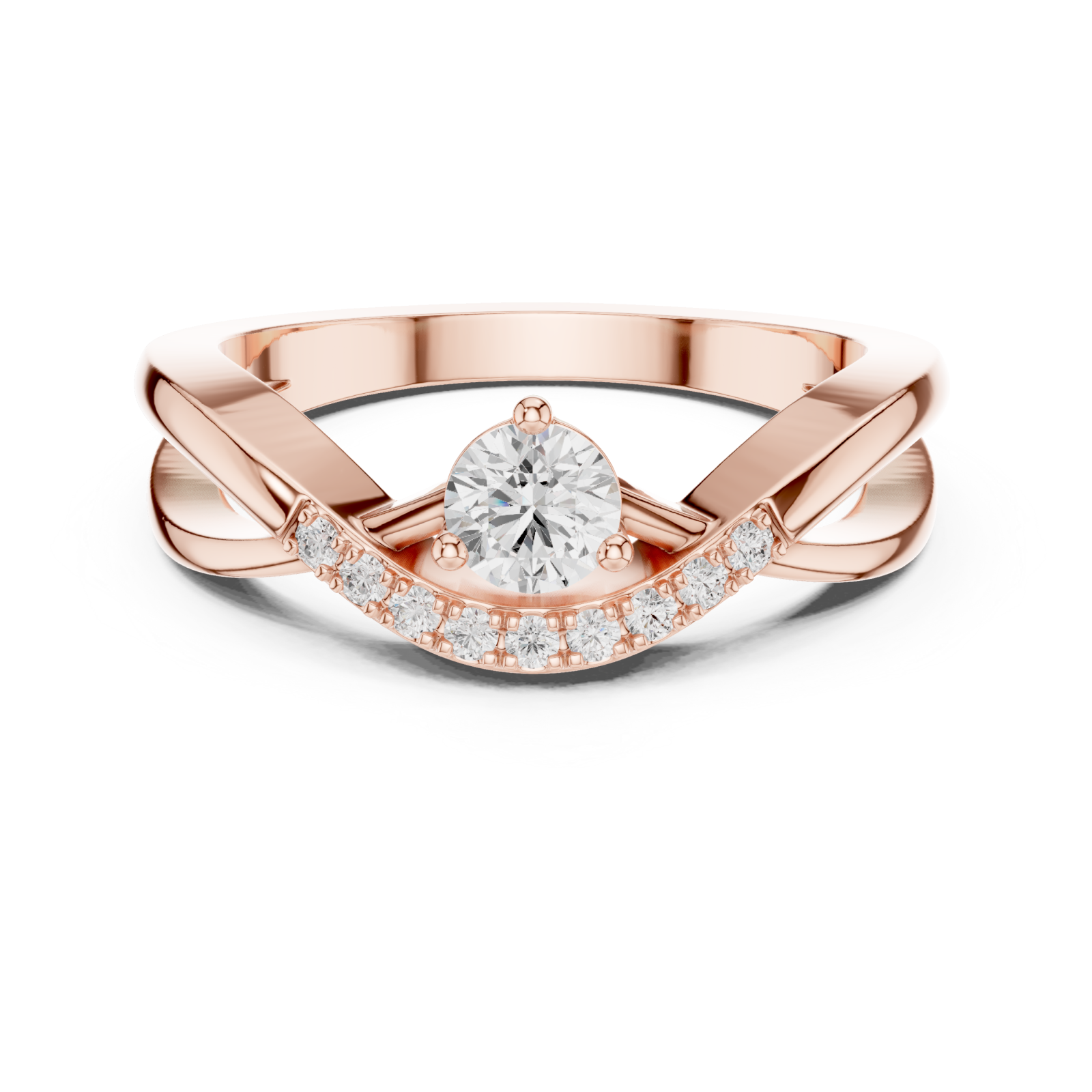  Rose Gold Opulent Grace Solitaire Ring Front View