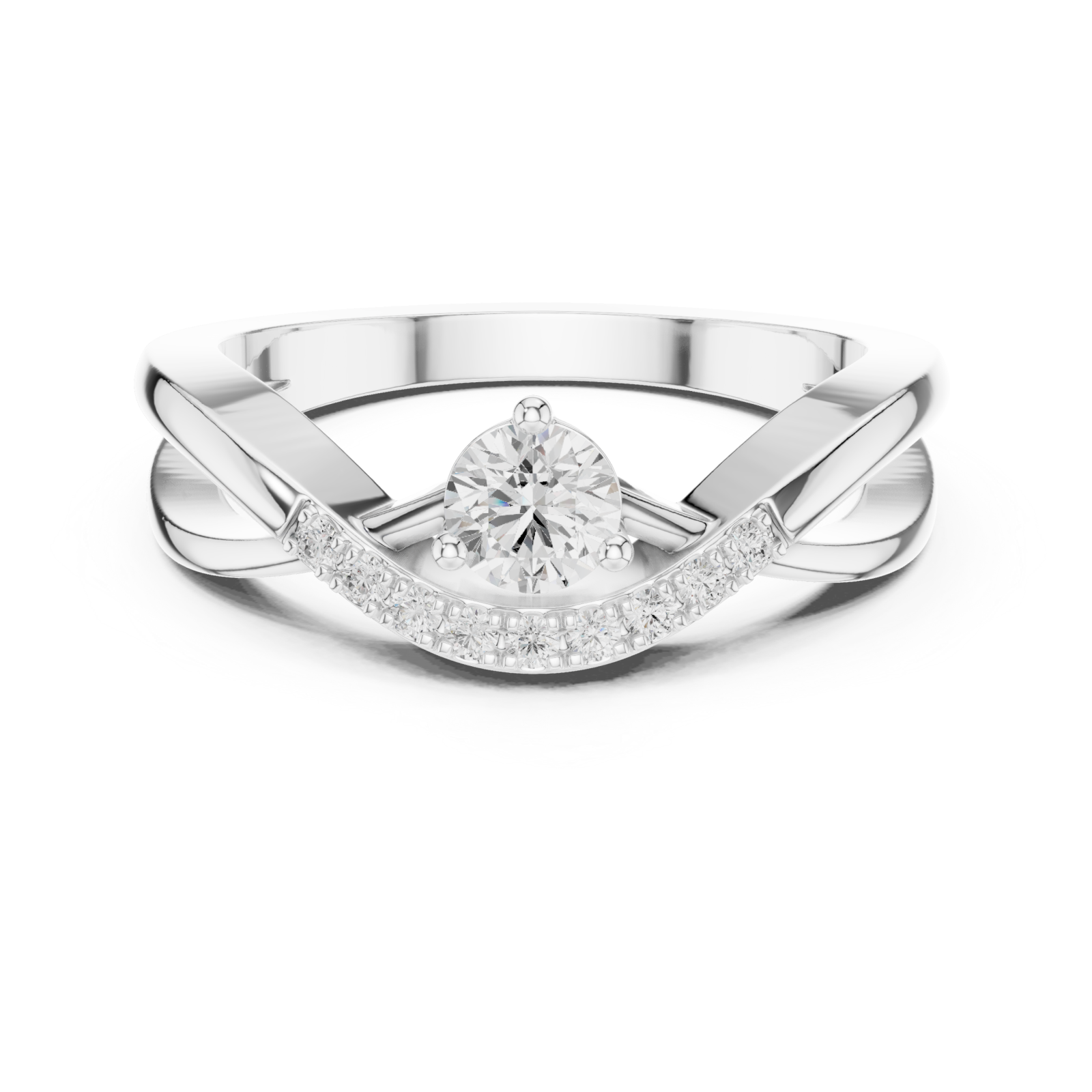  White Gold Opulent Grace Solitaire Ring Front View
