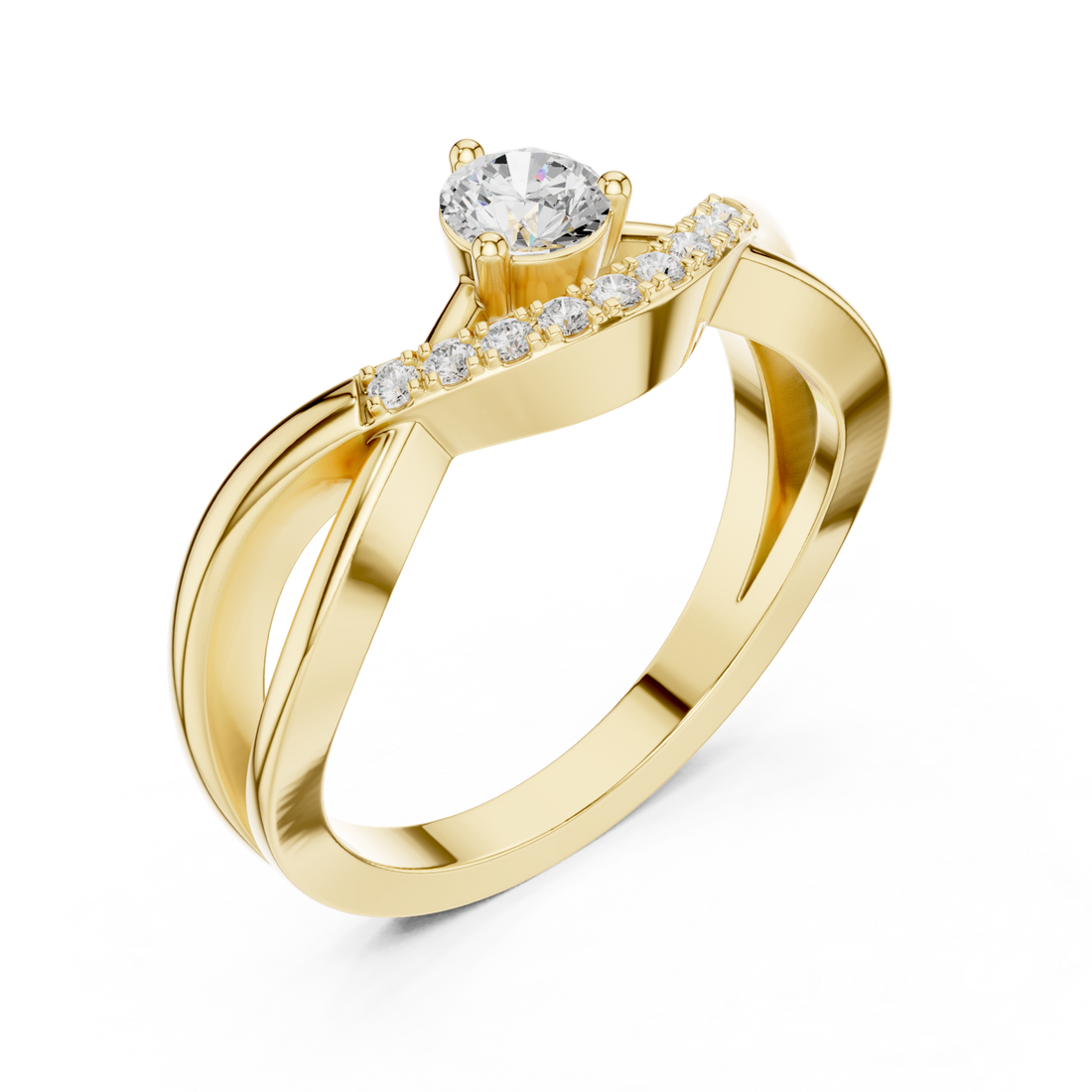 Gold Opulent Grace Solitaire Ring Right View