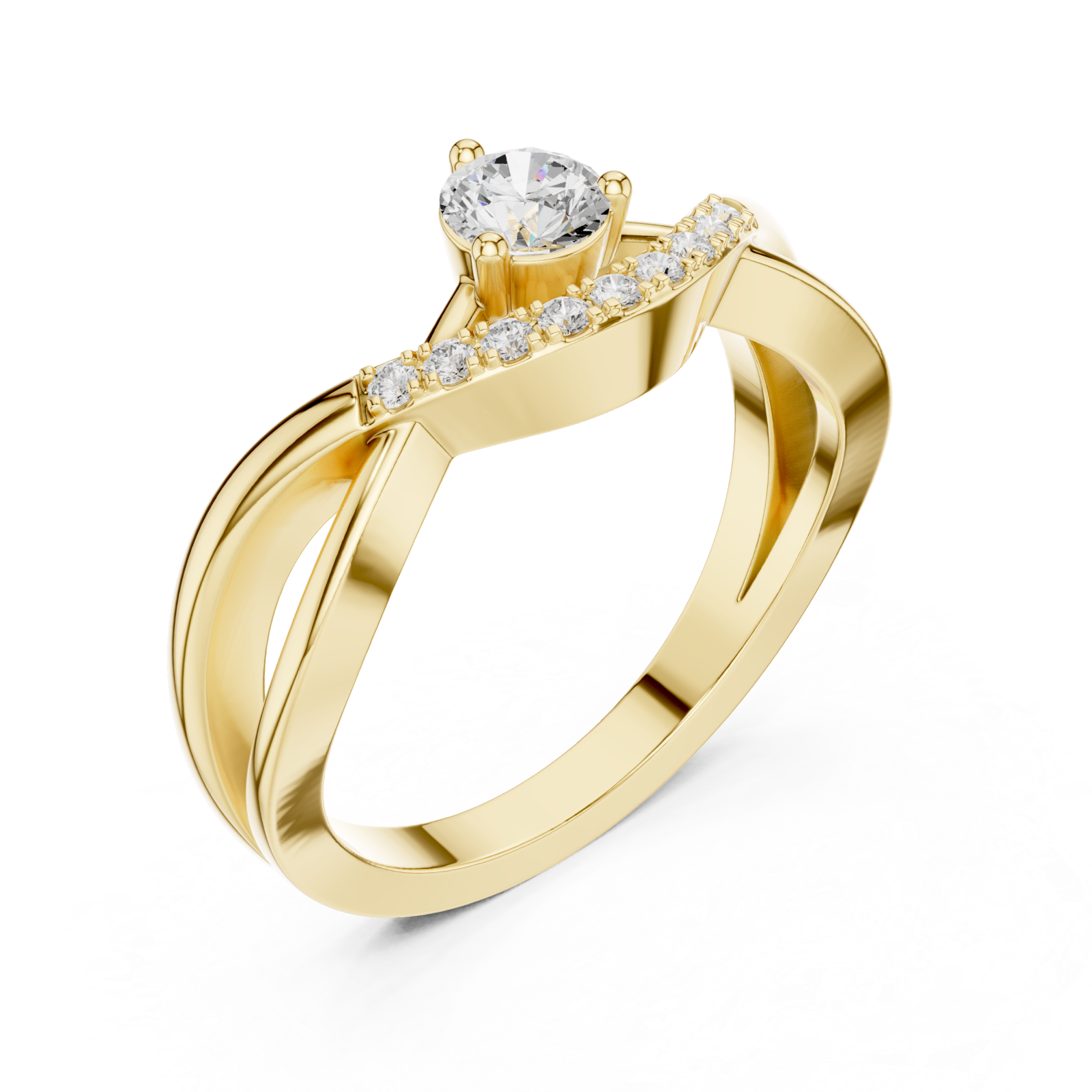 Gold Opulent Grace Solitaire Ring Right View