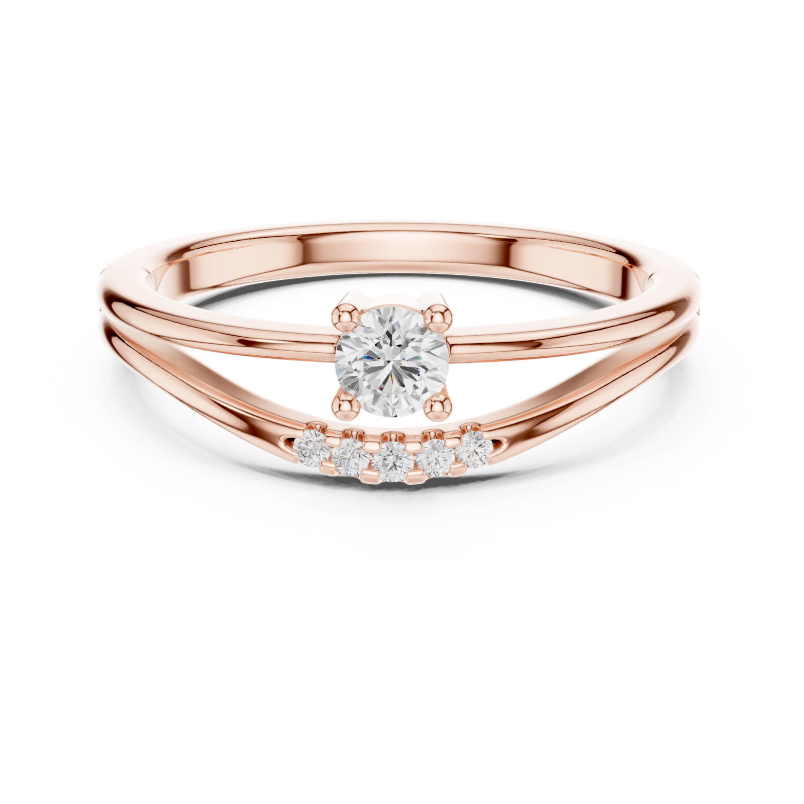  Rose Gold The Whispering Harmony Silhouette Ring Front View