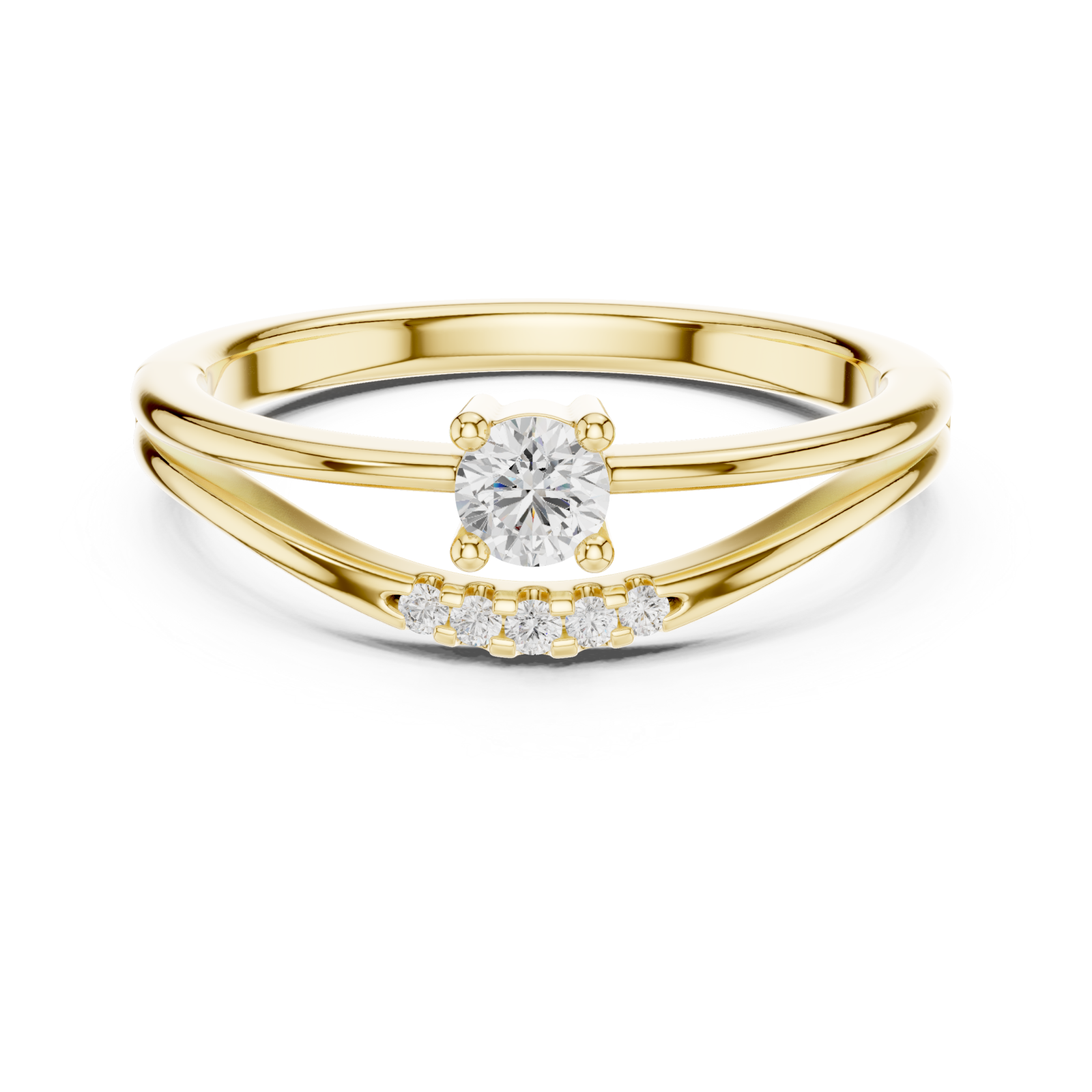  Gold The Whispering Harmony Silhouette Ring Front View