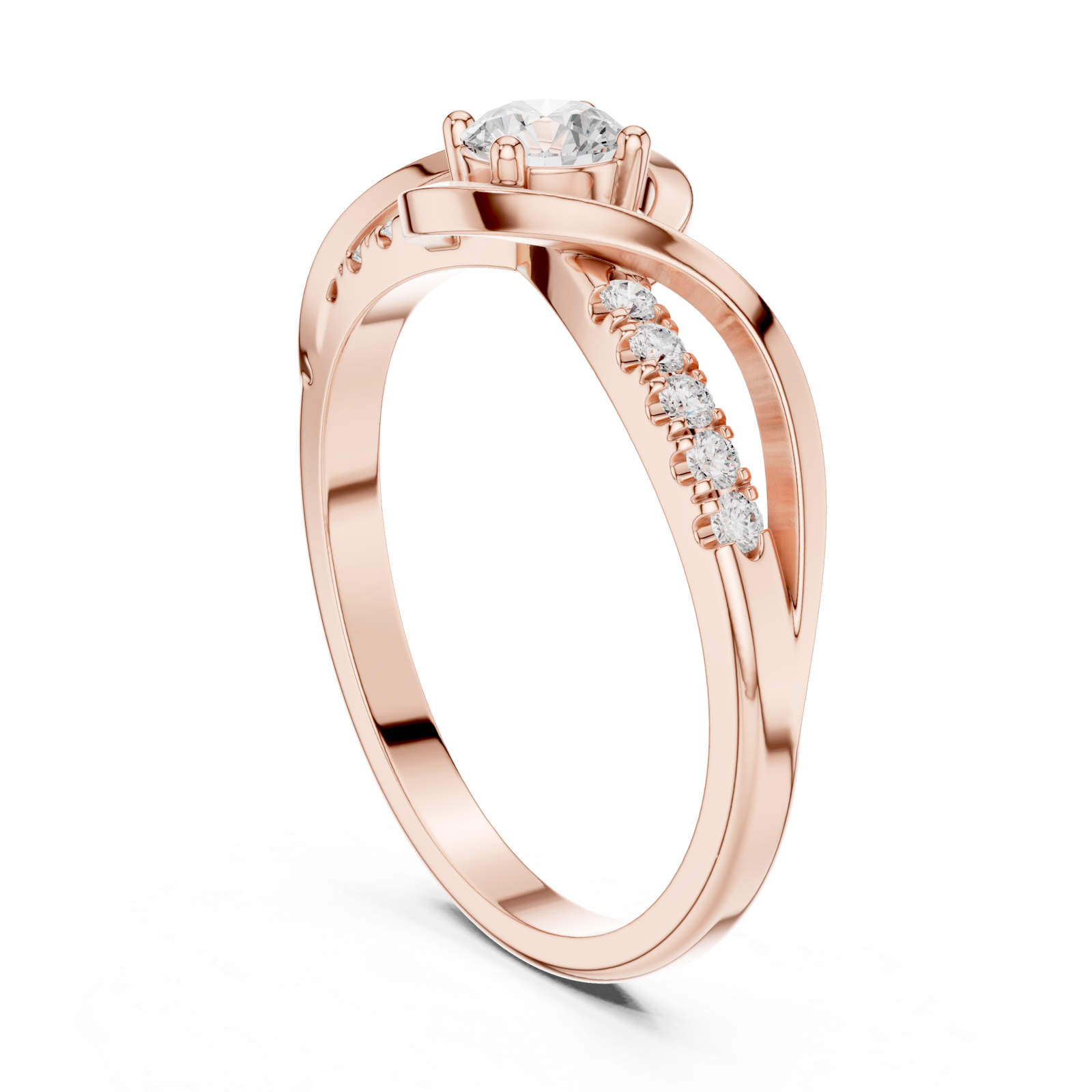  Rose Gold Whispering Light Solitaire Promise Band Left View