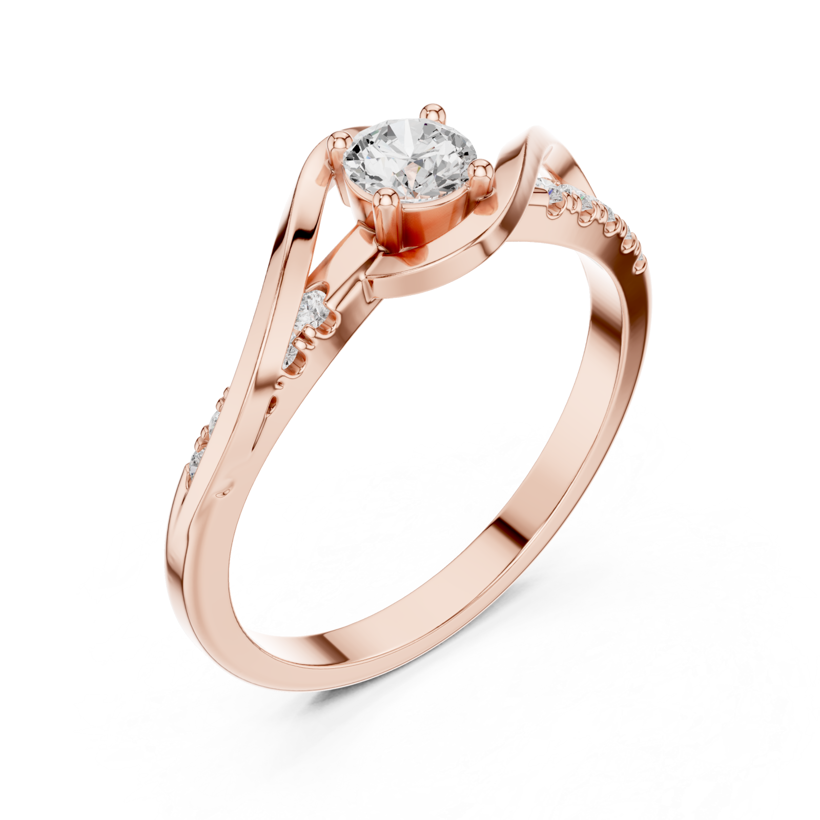  Rose Gold Whispering Light Solitaire Promise Band Right View