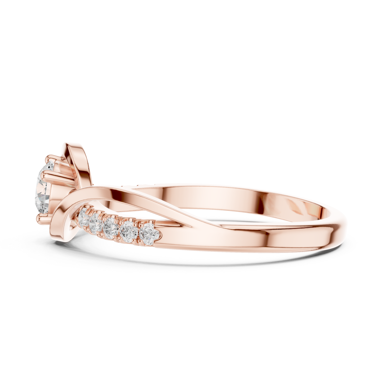  Rose Gold Whispering Light Solitaire Promise Band Side View