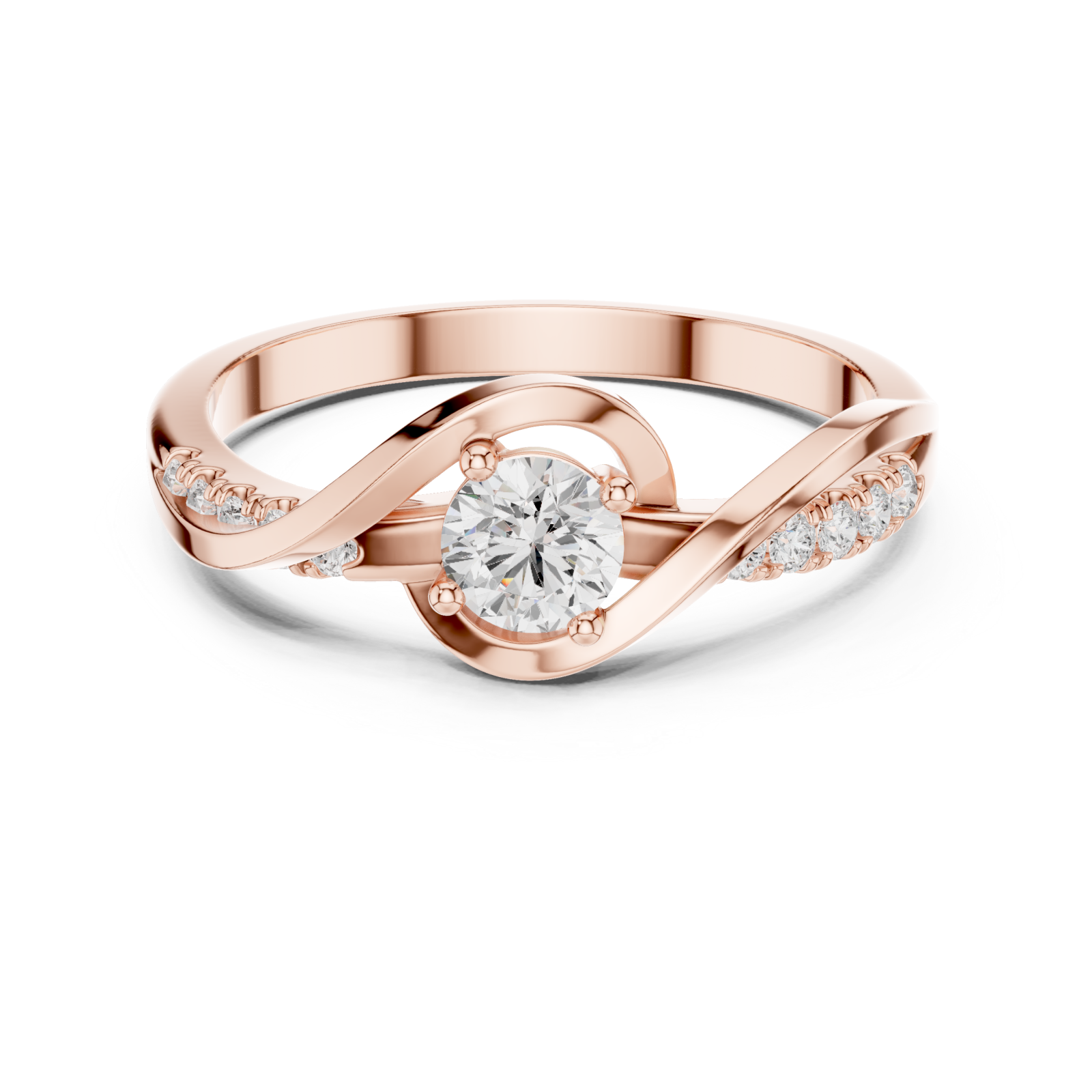  Rose Gold Whispering Light Solitaire Promise Band Front View