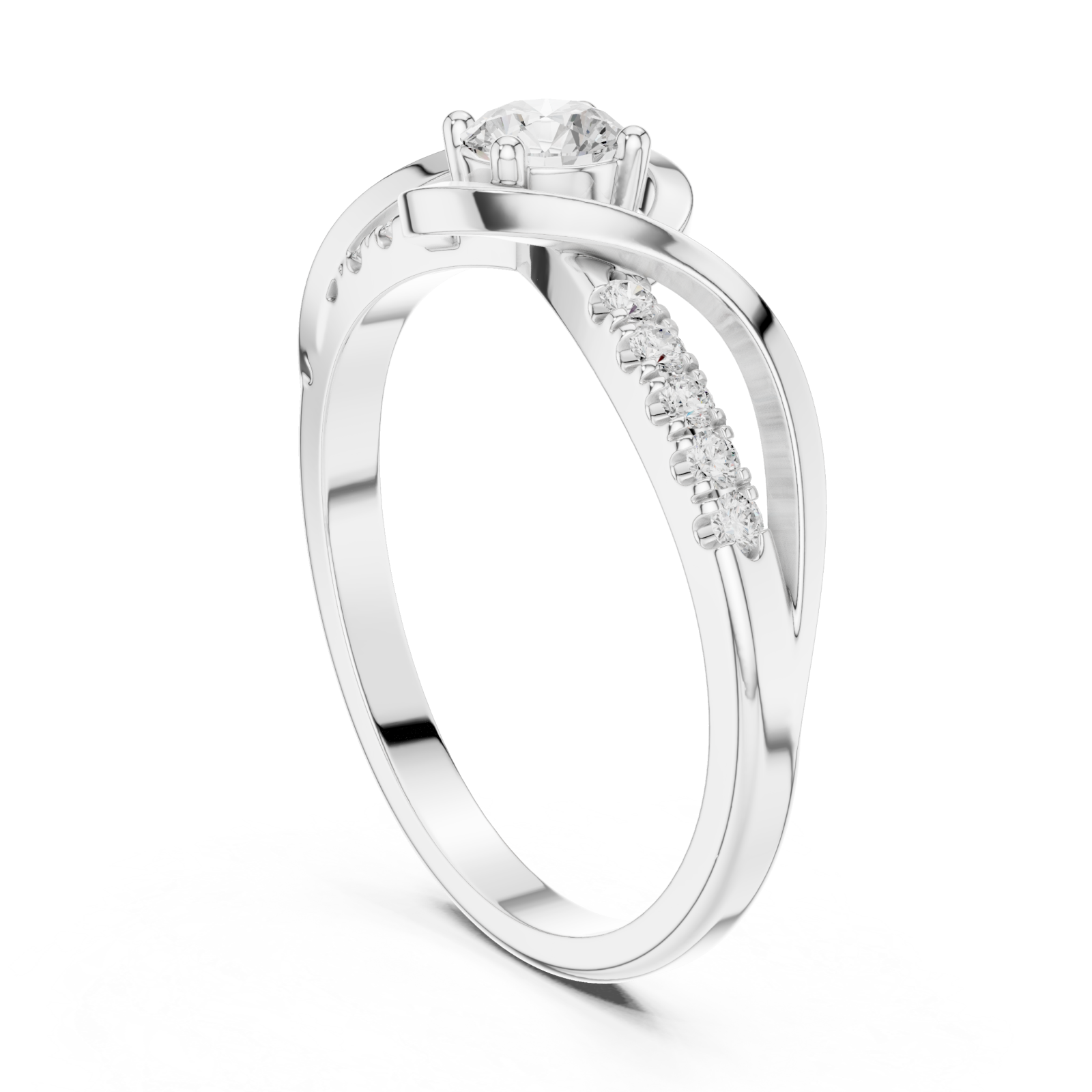  White Gold Whispering Light Solitaire Promise Band Left View
