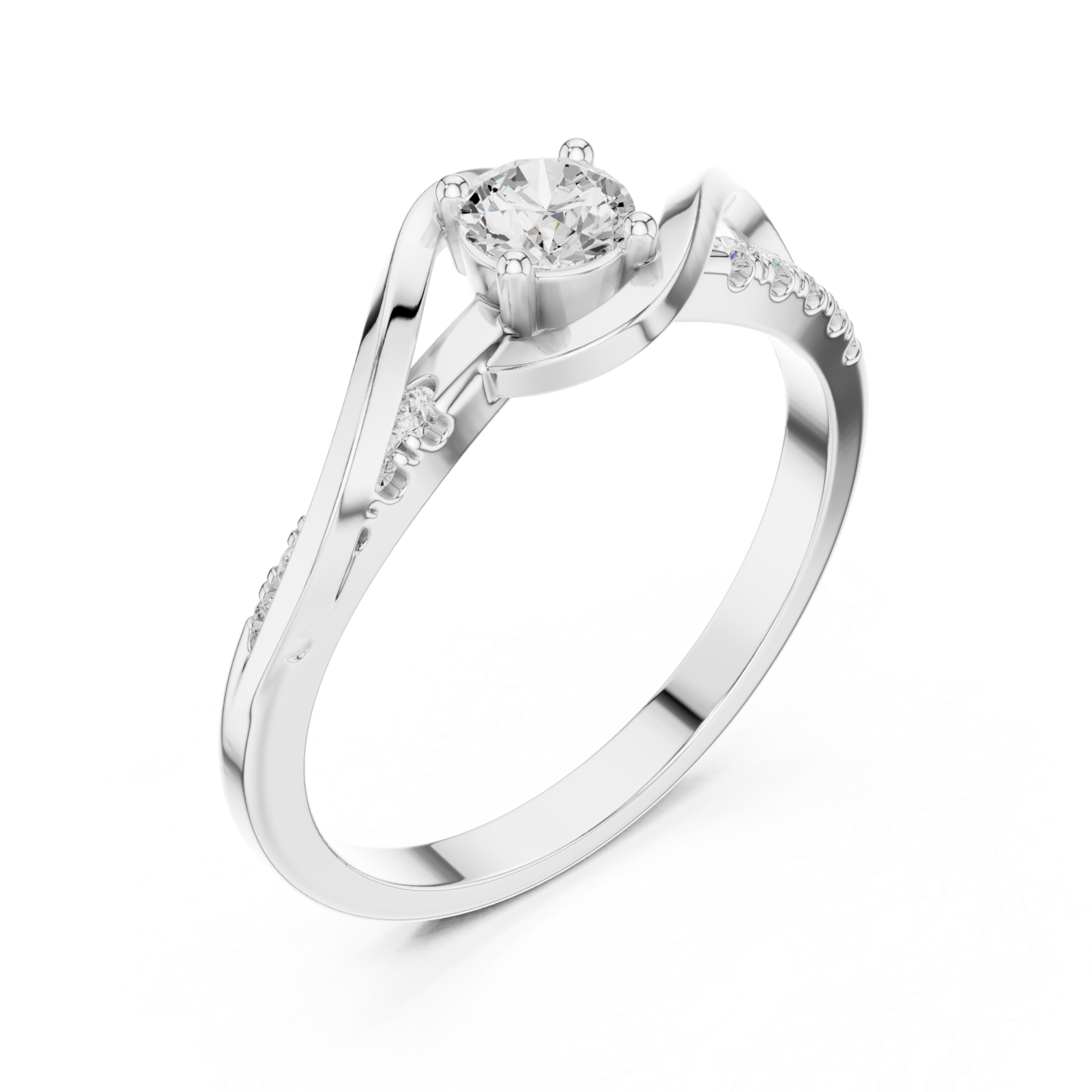  White Gold Whispering Light Solitaire Promise Band Right View