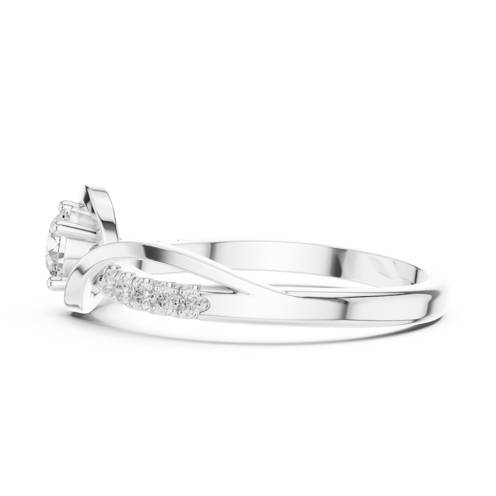  White Gold Whispering Light Solitaire Promise Band Side View