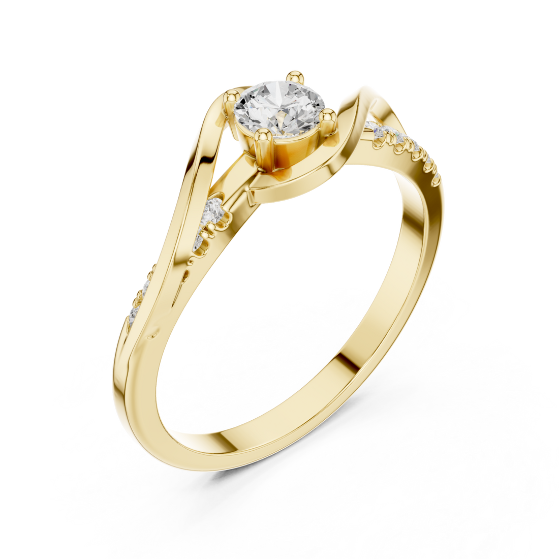 Gold Whispering Light Solitaire Promise Band Right View