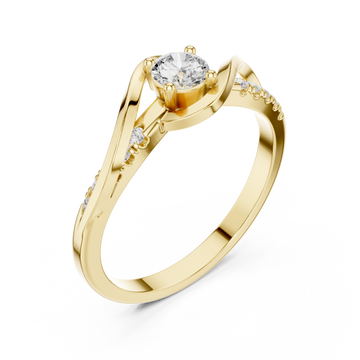 Gold Whispering Light Solitaire Promise Band Right View