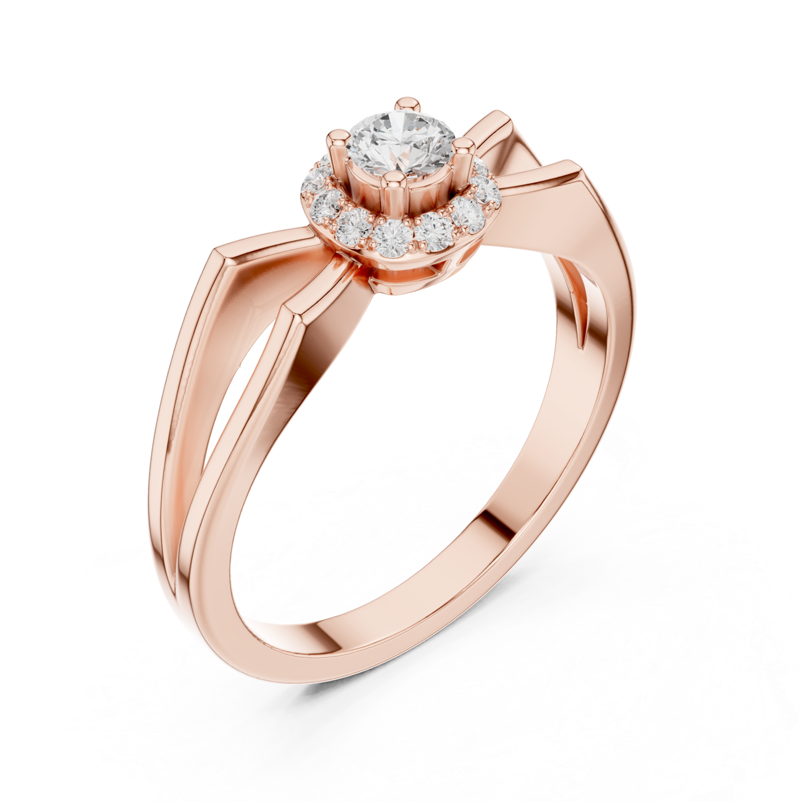  Rose Gold Blossom Aura Solitaire Ring Right View