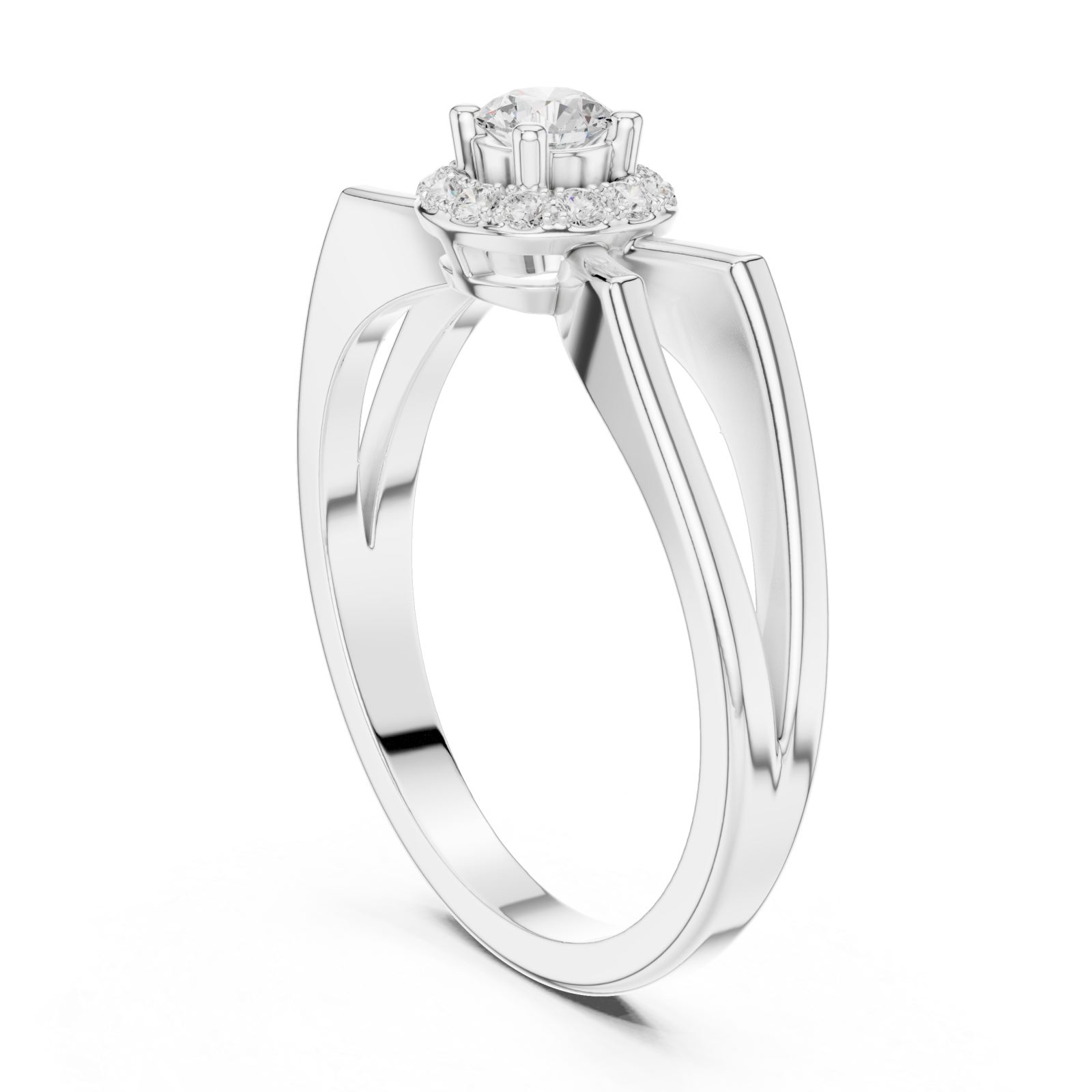  White Gold Blossom Aura Solitaire Ring Left View