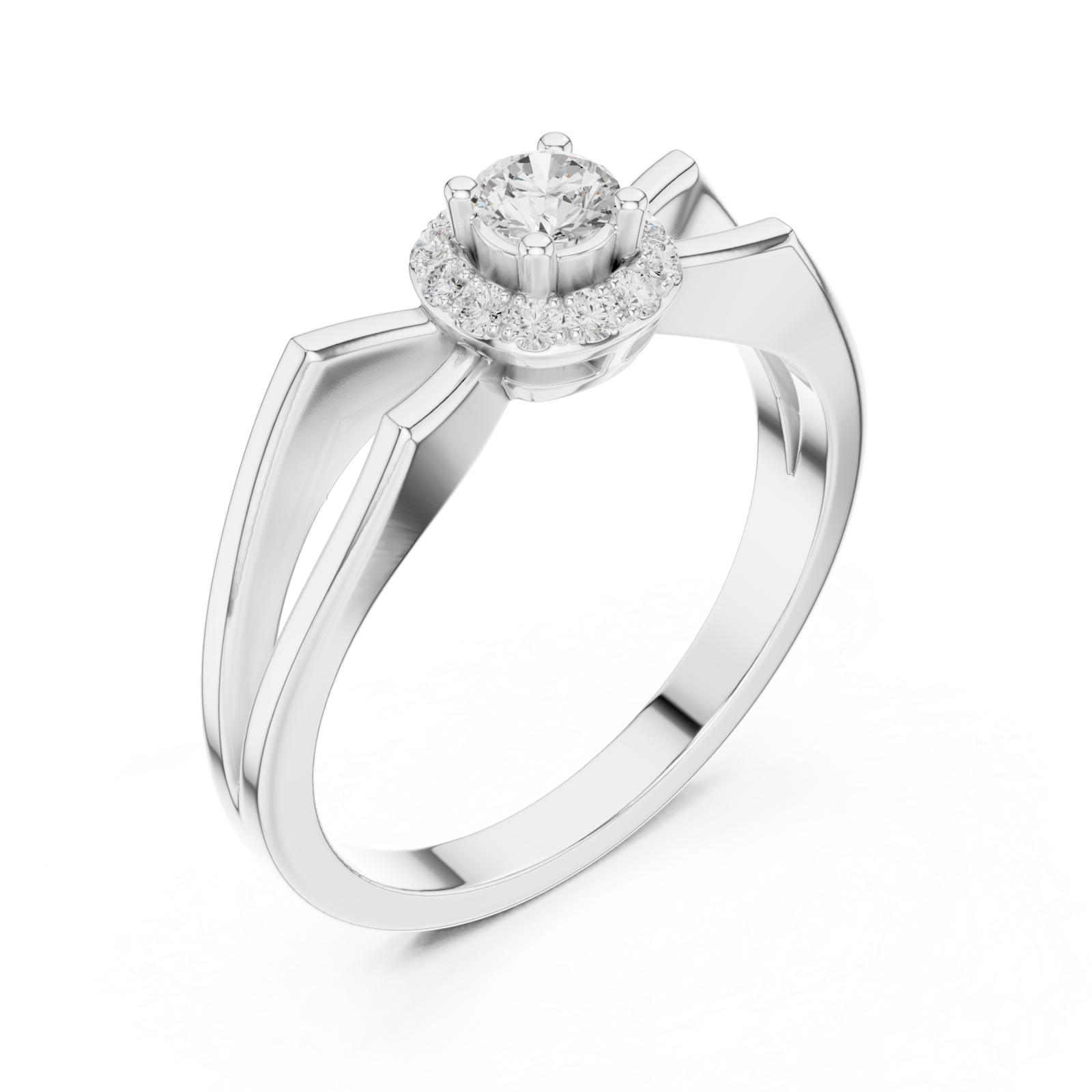  White Gold Blossom Aura Solitaire Ring Right View