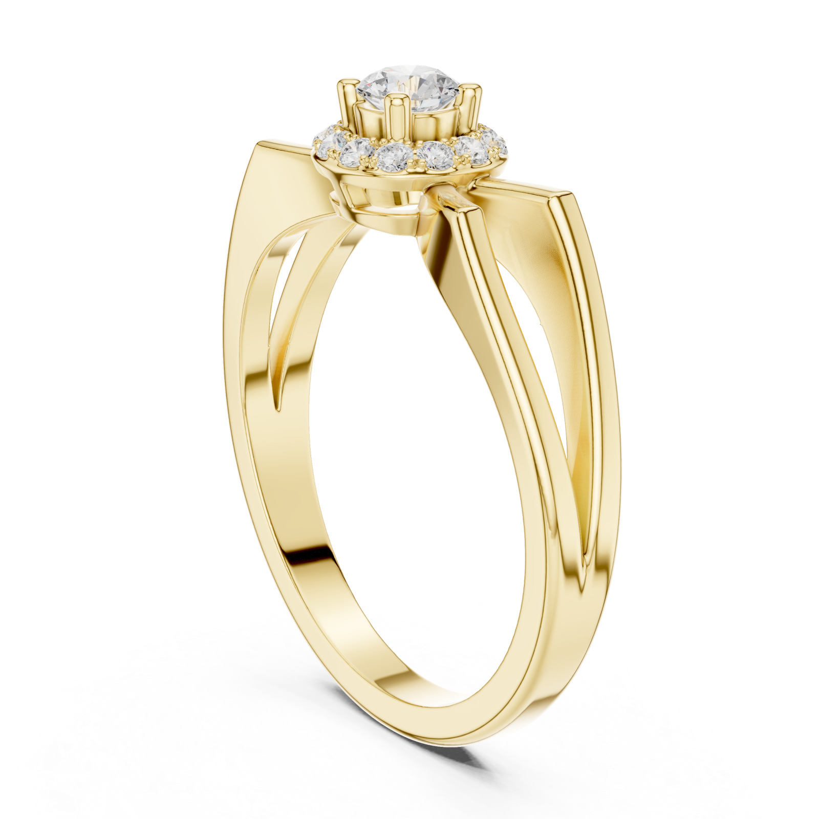  Gold Blossom Aura Solitaire Ring Left View