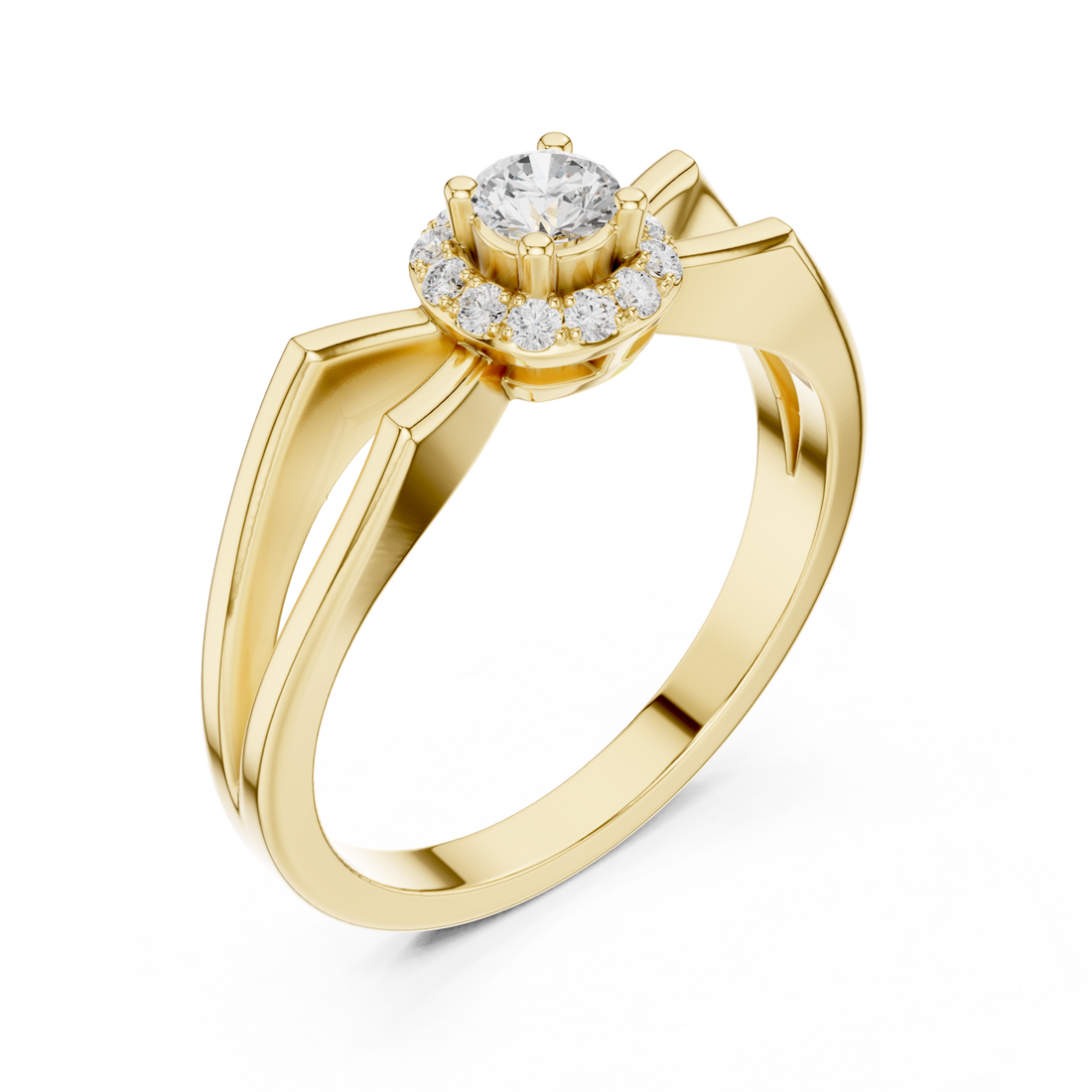 Gold Blossom Aura Solitaire Ring Right View