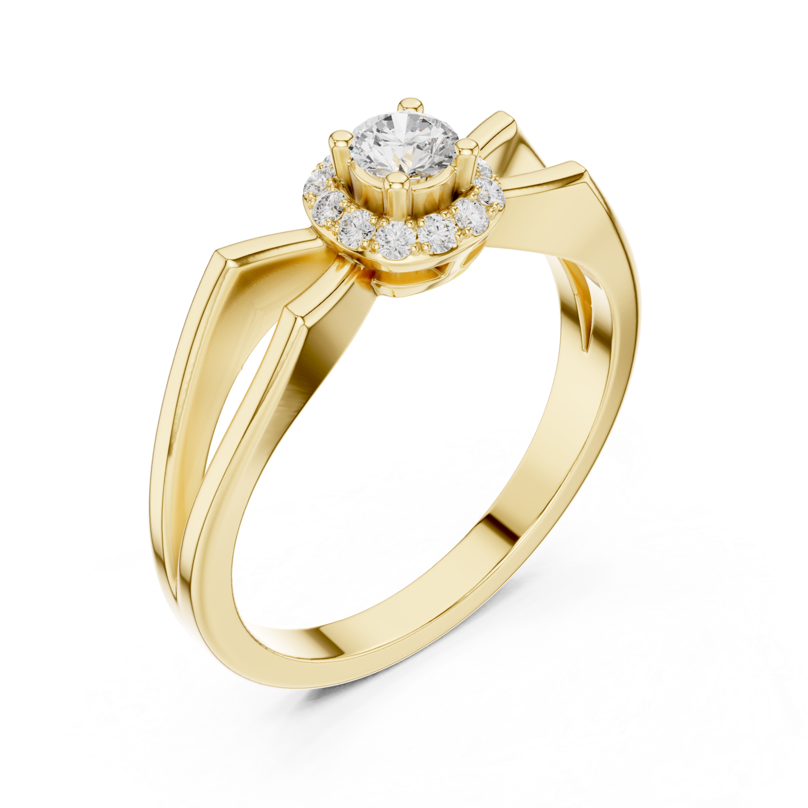 Gold Blossom Aura Solitaire Ring Right View