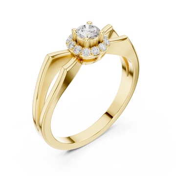 Gold Blossom Aura Solitaire Ring Right View