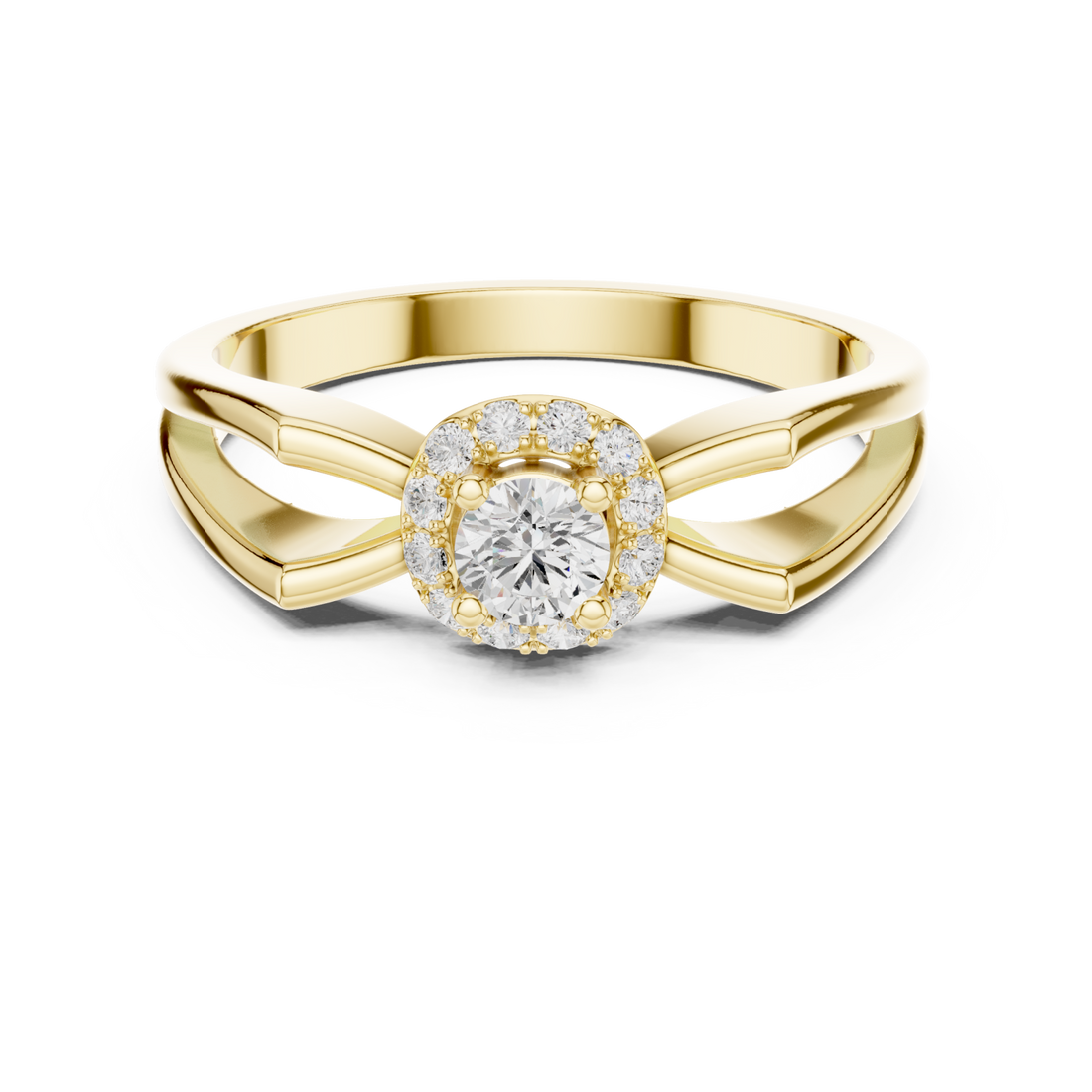 Gold Blossom Aura Solitaire Ring Right View
