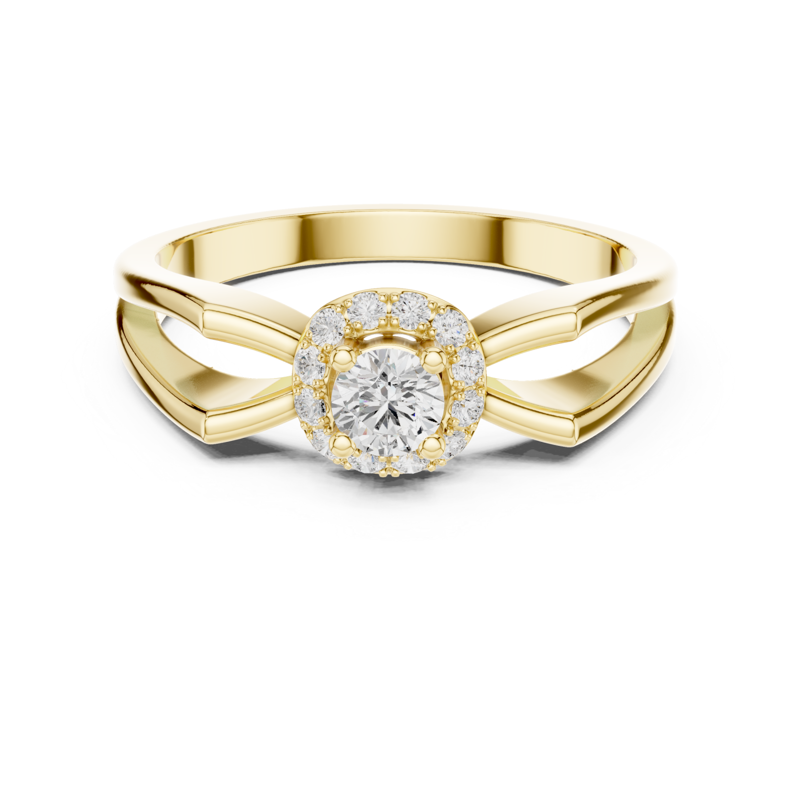  Gold Blossom Aura Solitaire Ring Front View