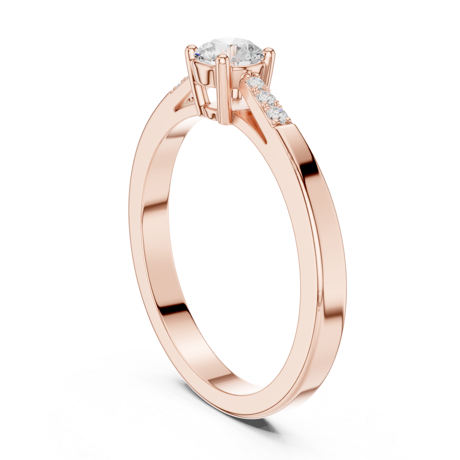  Rose Gold Ethereal Grace Solitaire Ring Left View