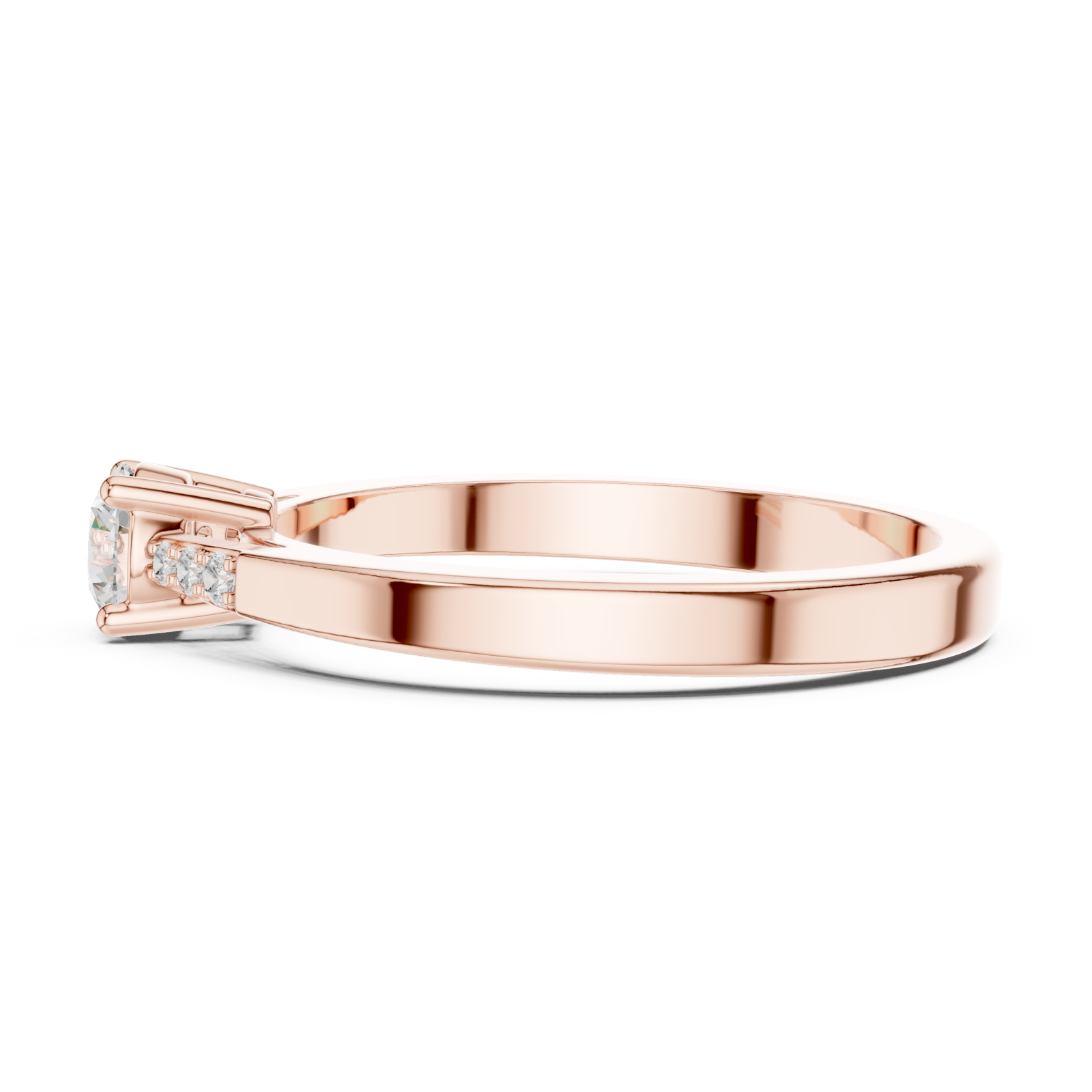  Rose Gold Ethereal Grace Solitaire Ring Side View
