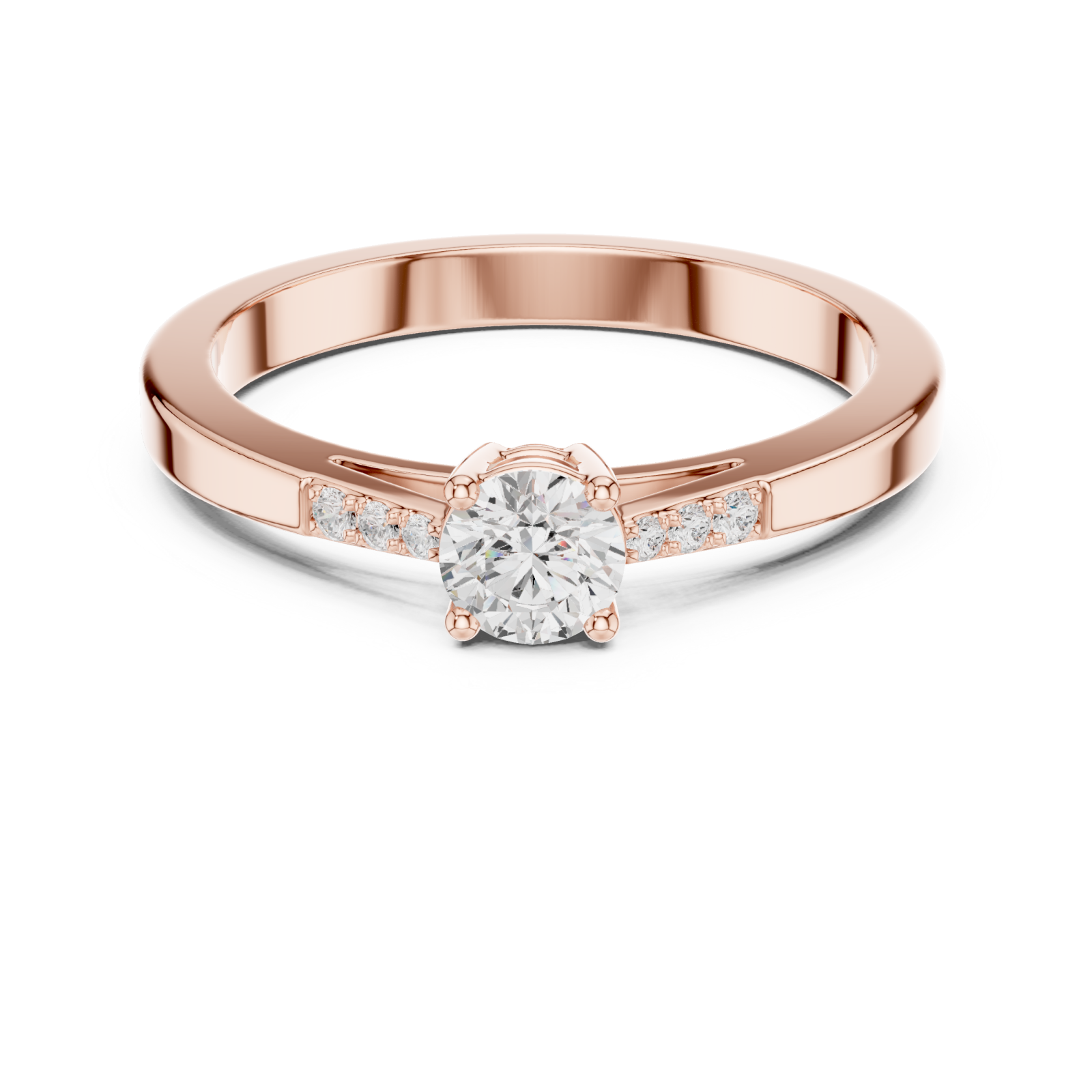  Rose Gold Ethereal Grace Solitaire Ring Front View
