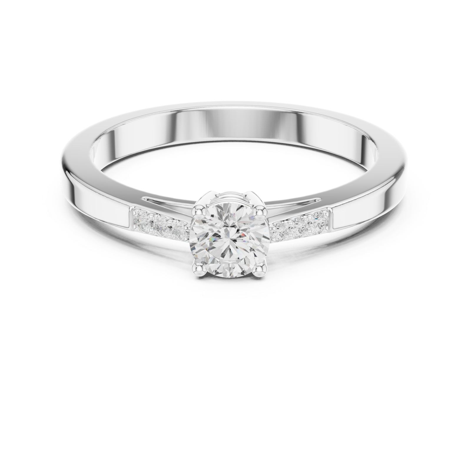  White Gold Ethereal Grace Solitaire Ring Front View