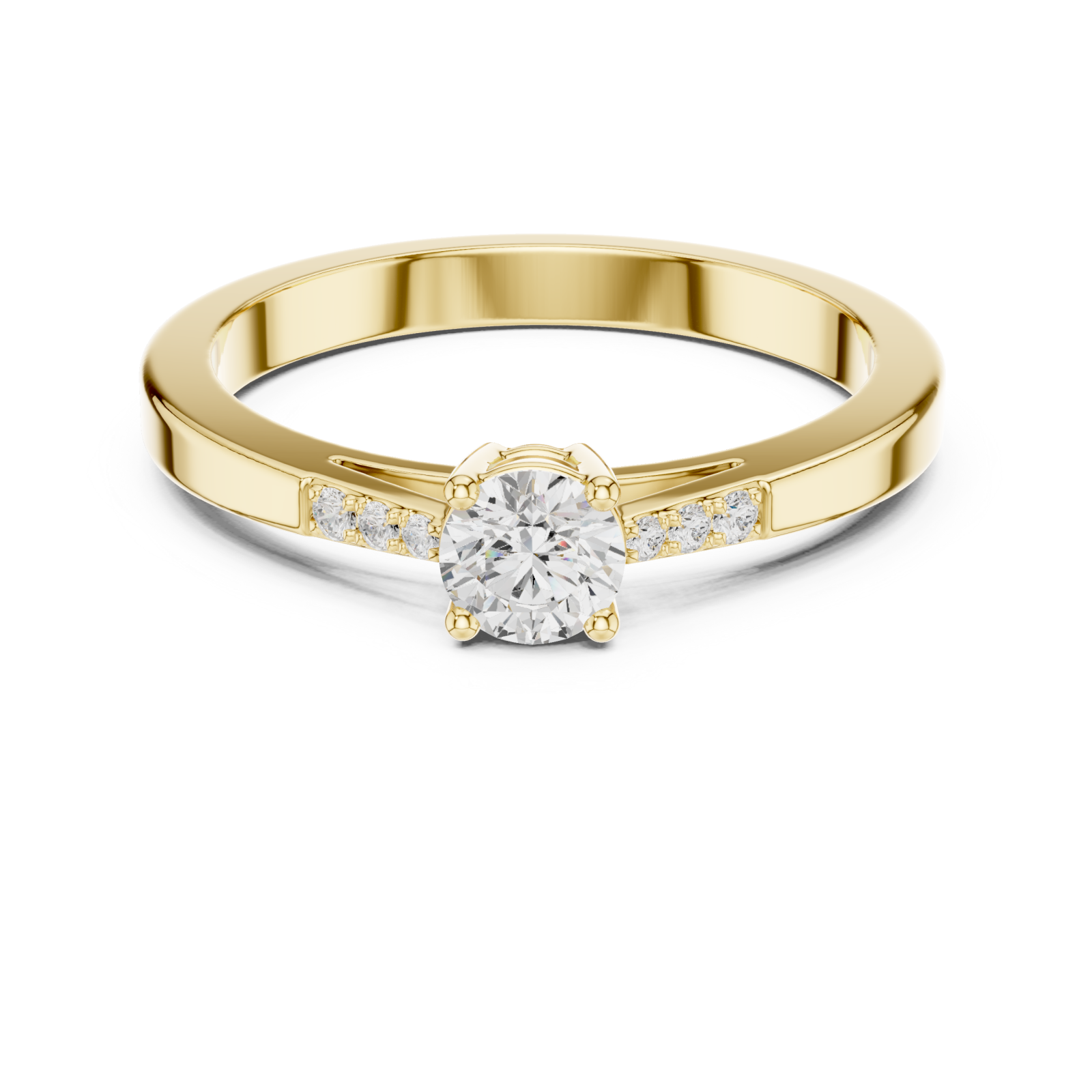  Gold Ethereal Grace Solitaire Ring Front View