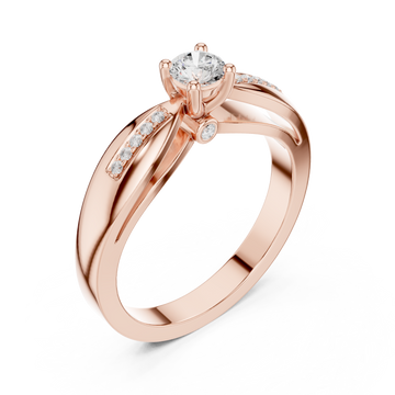 Rose Gold Radiant Line Bypass Solitaire Ring Right View