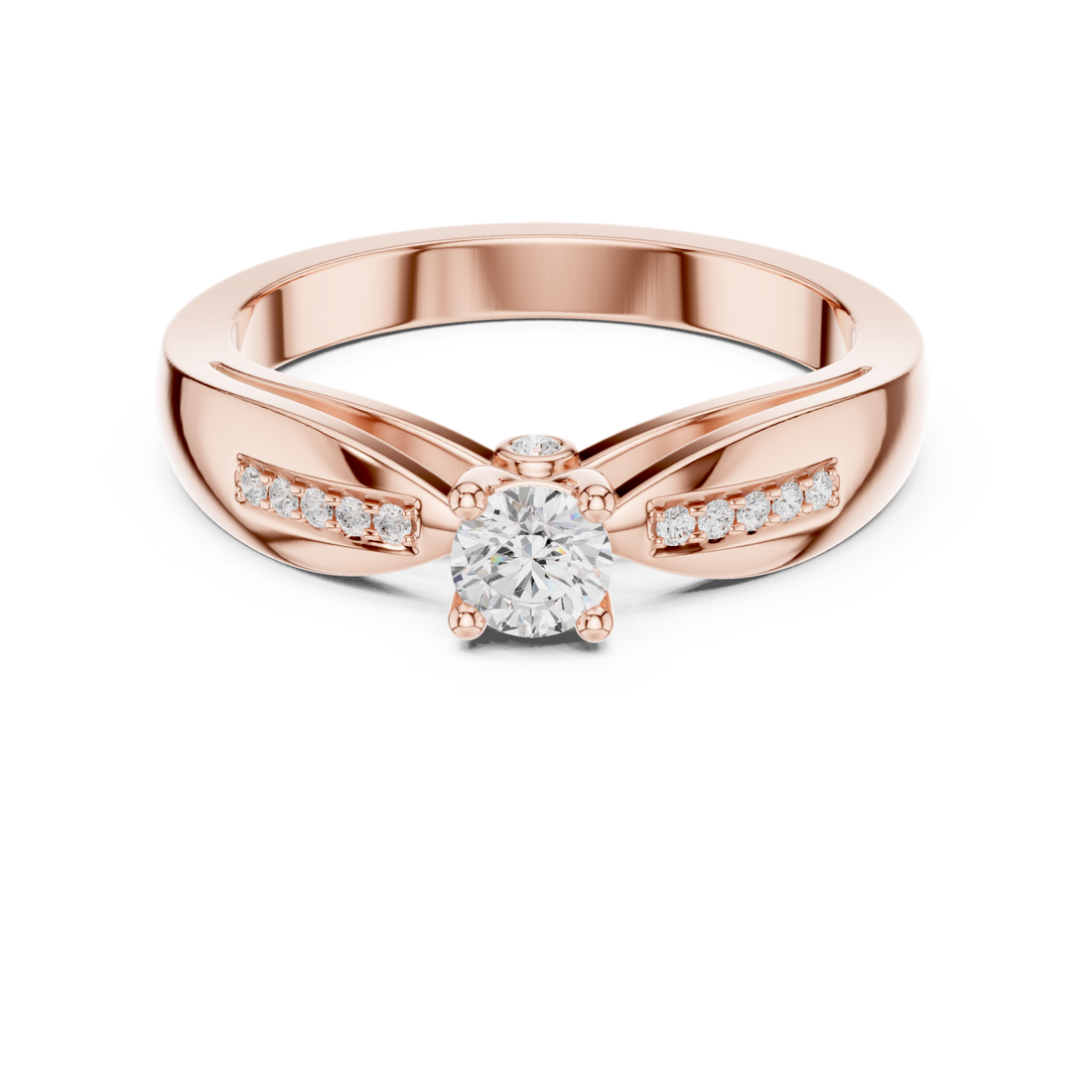  Rose Gold Radiant Line Bypass Solitaire Ring Right View