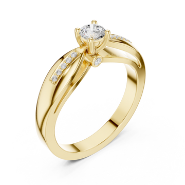 Gold Radiant Line Bypass Solitaire Ring Right View