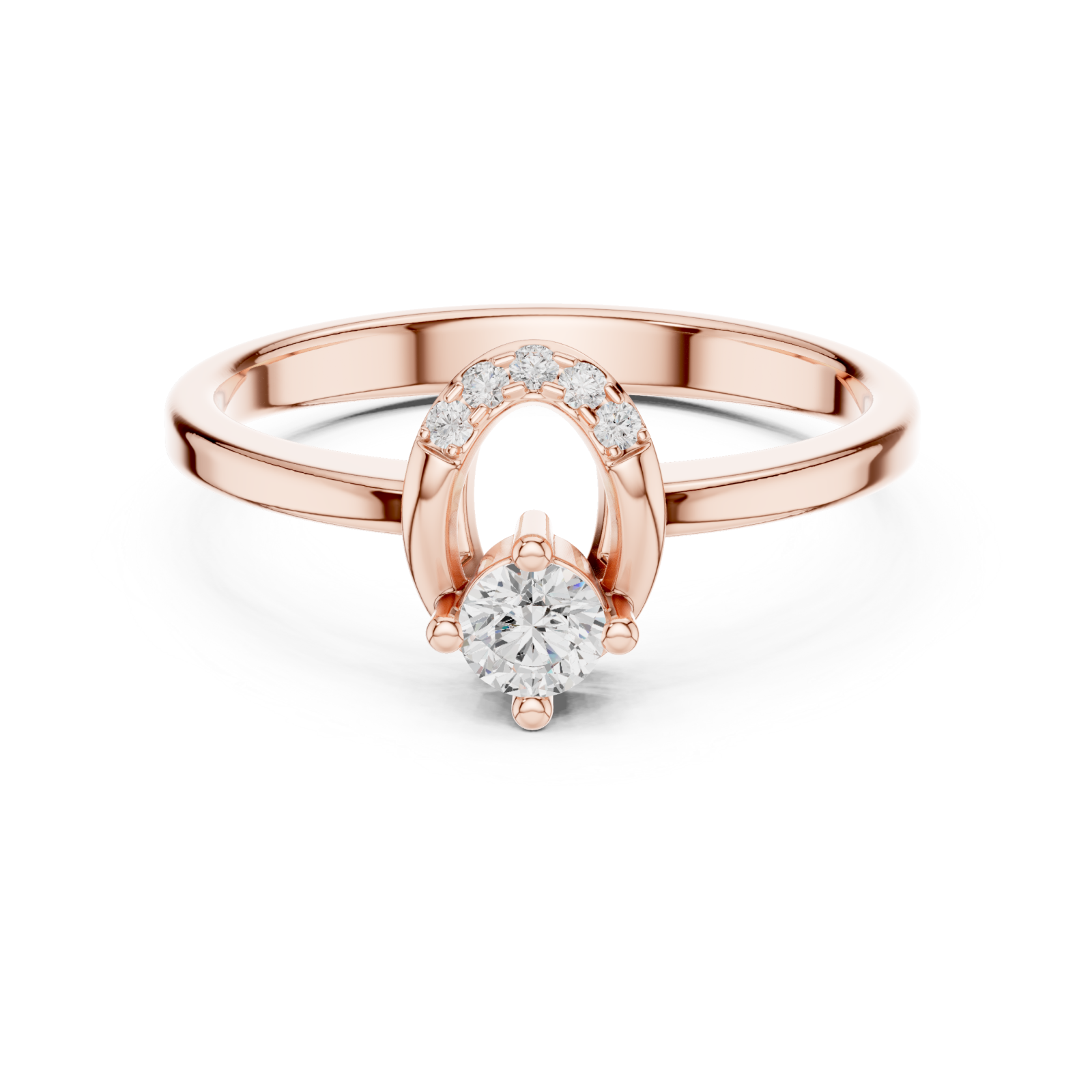  Rose Gold Infinity Flow Solitaire Ring Front View
