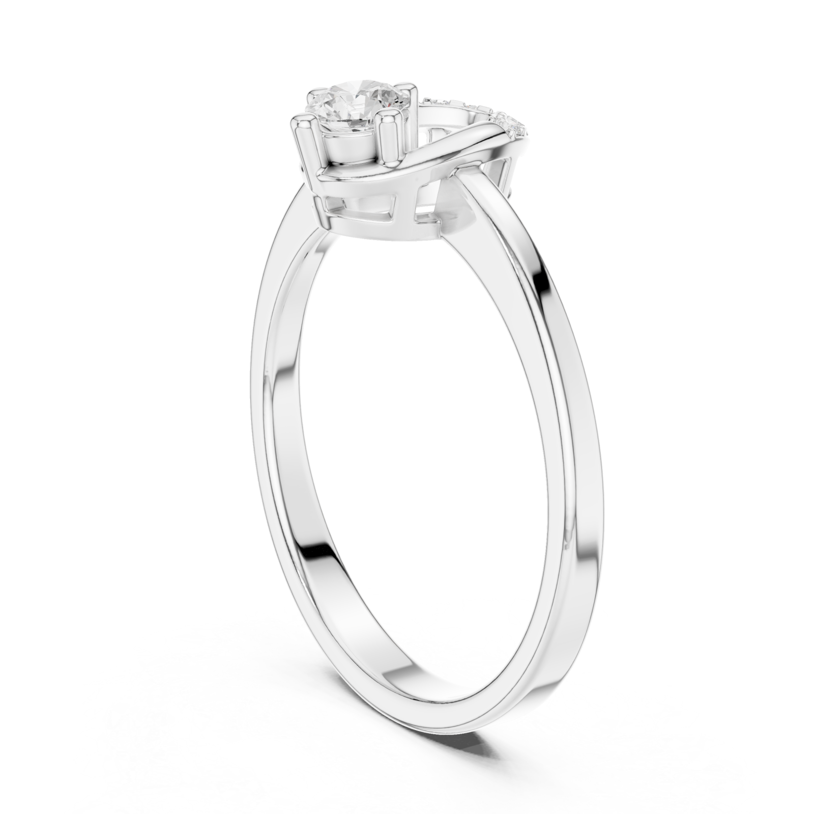  White Gold Infinity Flow Solitaire Ring Left View