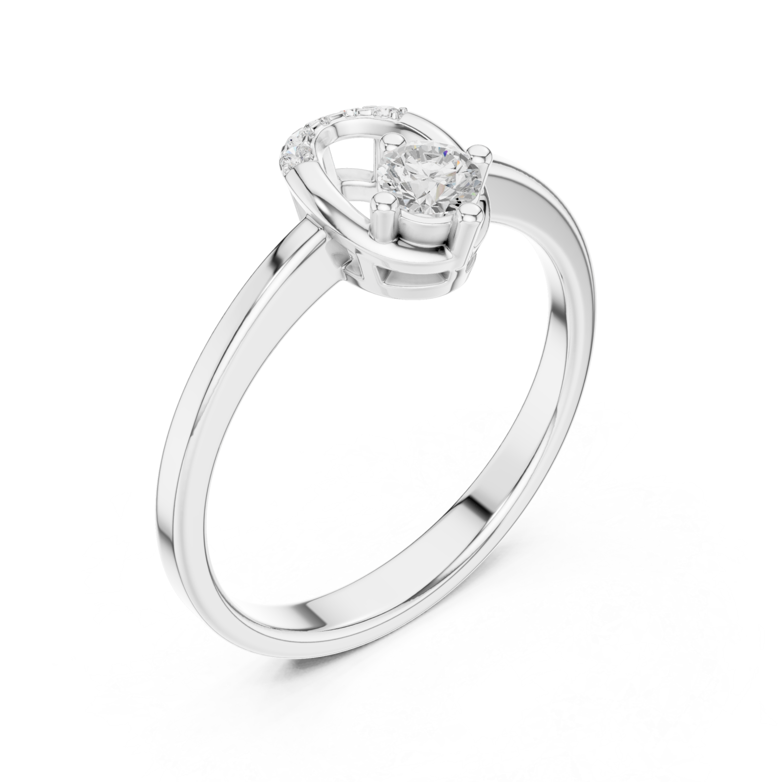  White Gold Infinity Flow Solitaire Ring Right View