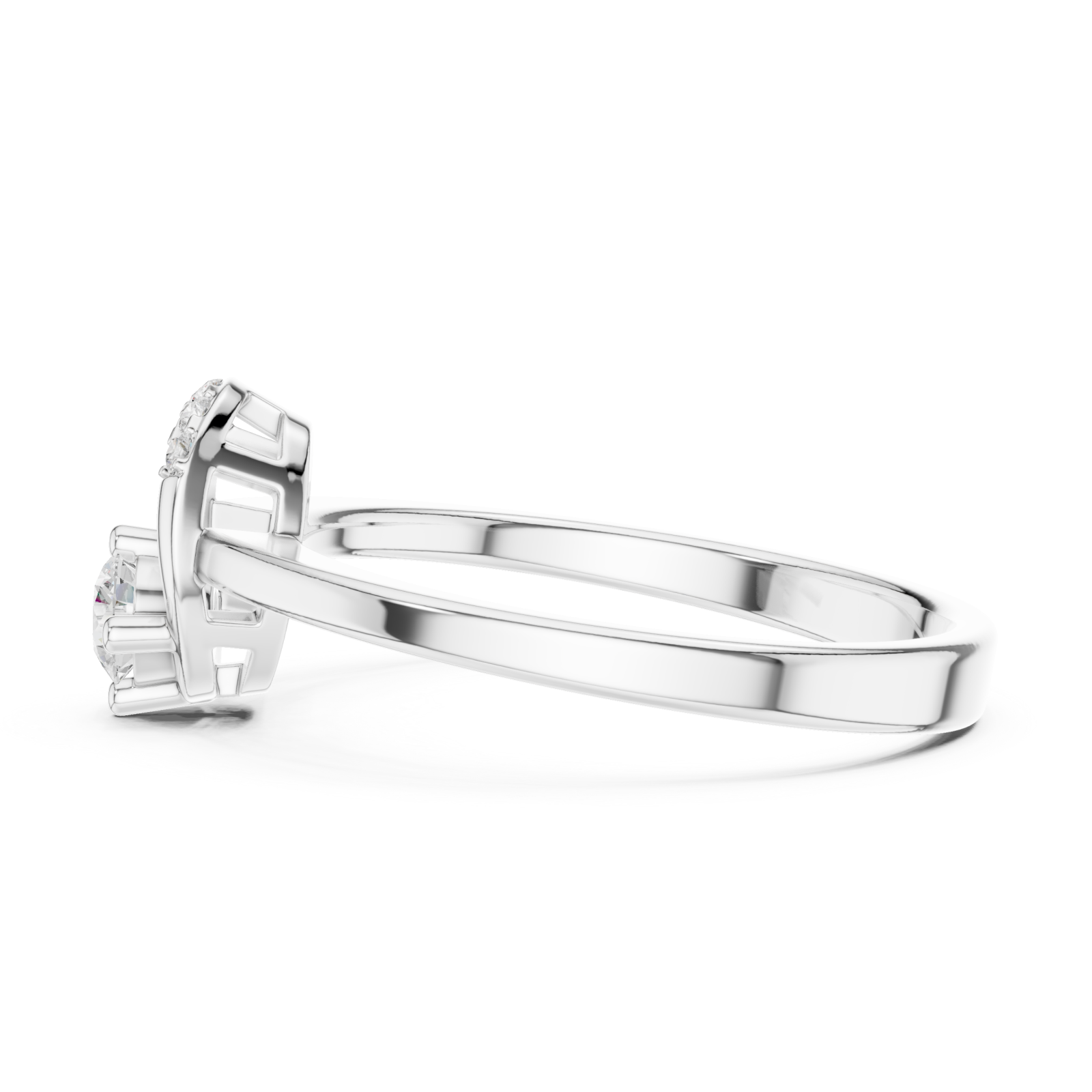  White Gold Infinity Flow Solitaire Ring Side View