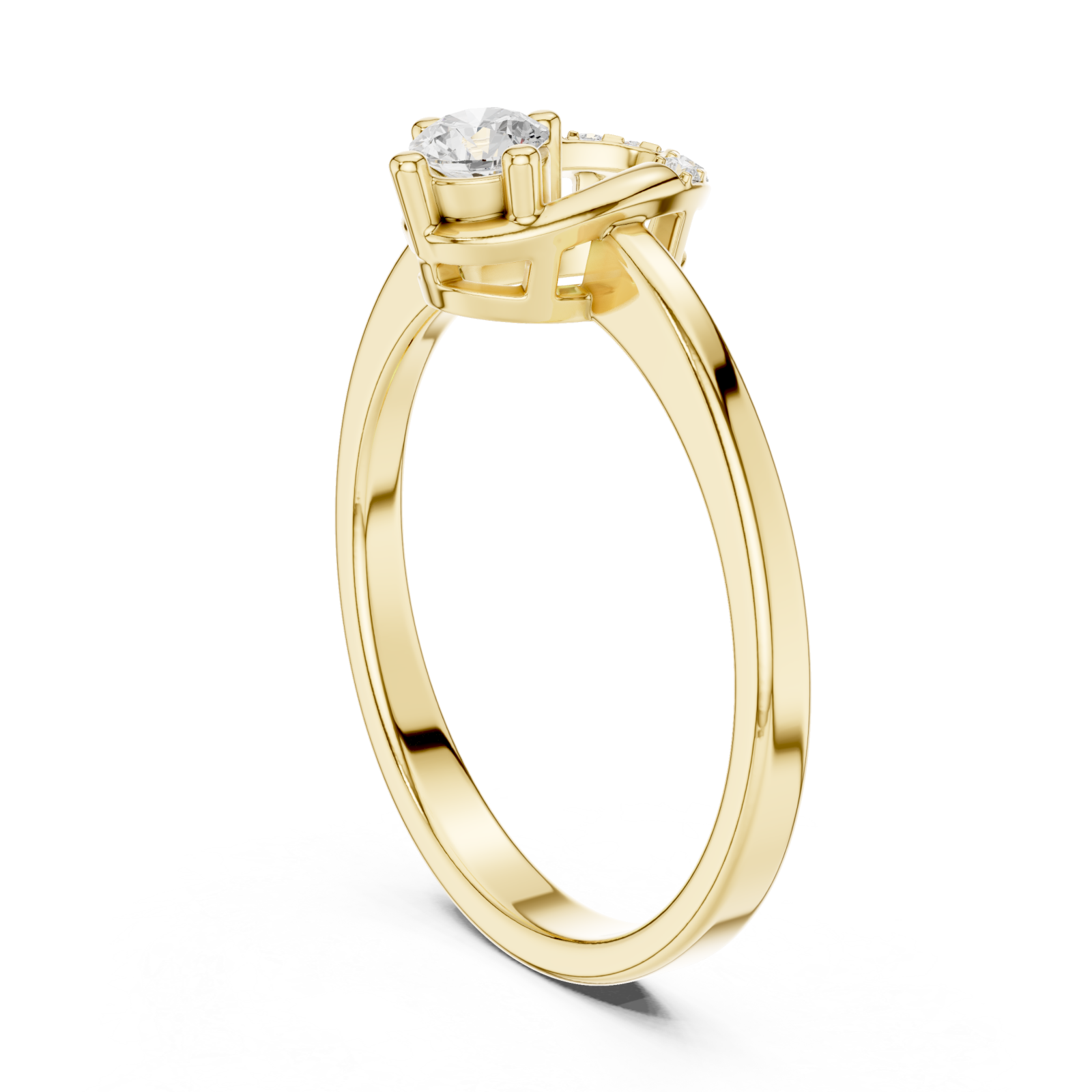  Gold Infinity Flow Solitaire Ring Left View