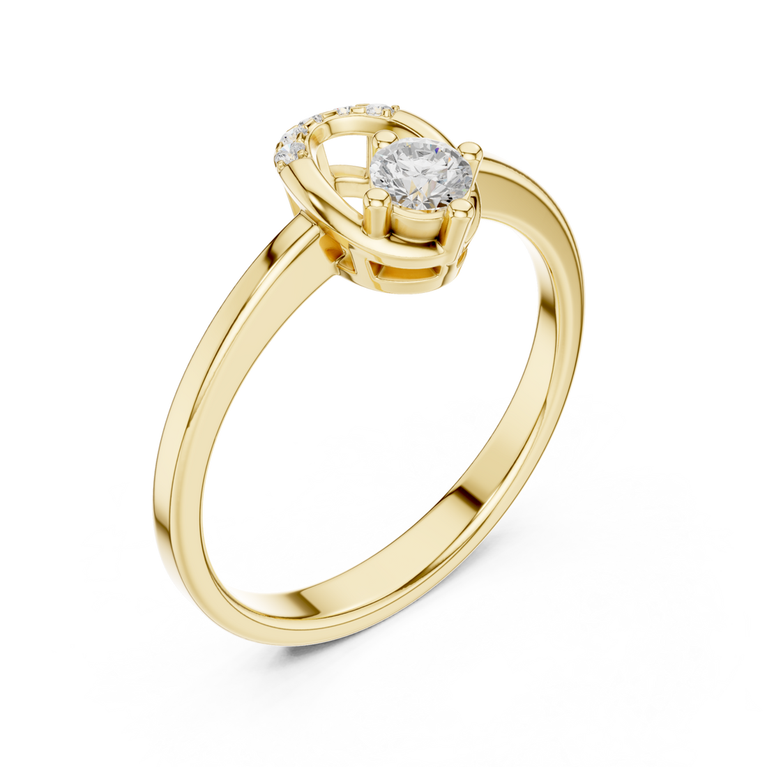 Gold Infinity Flow Solitaire Ring Right View