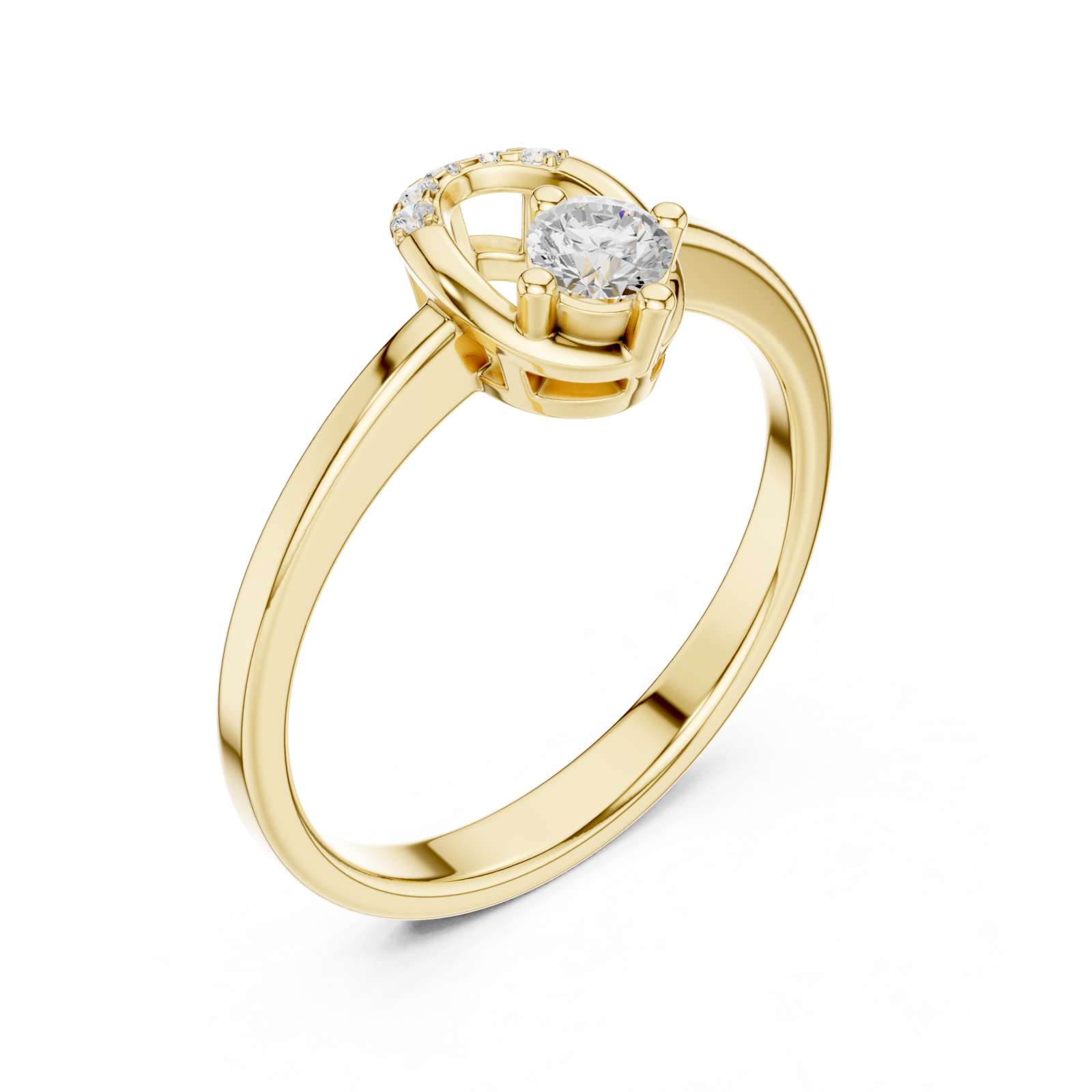 Gold Infinity Flow Solitaire Ring Right View