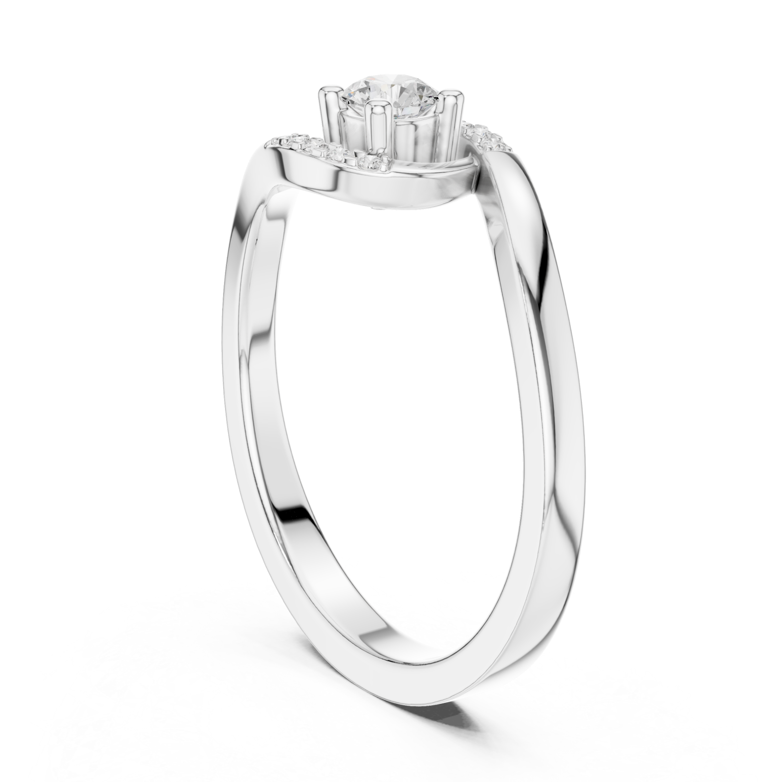  White Gold Radiance Swirl Halo Promise Ring Left View