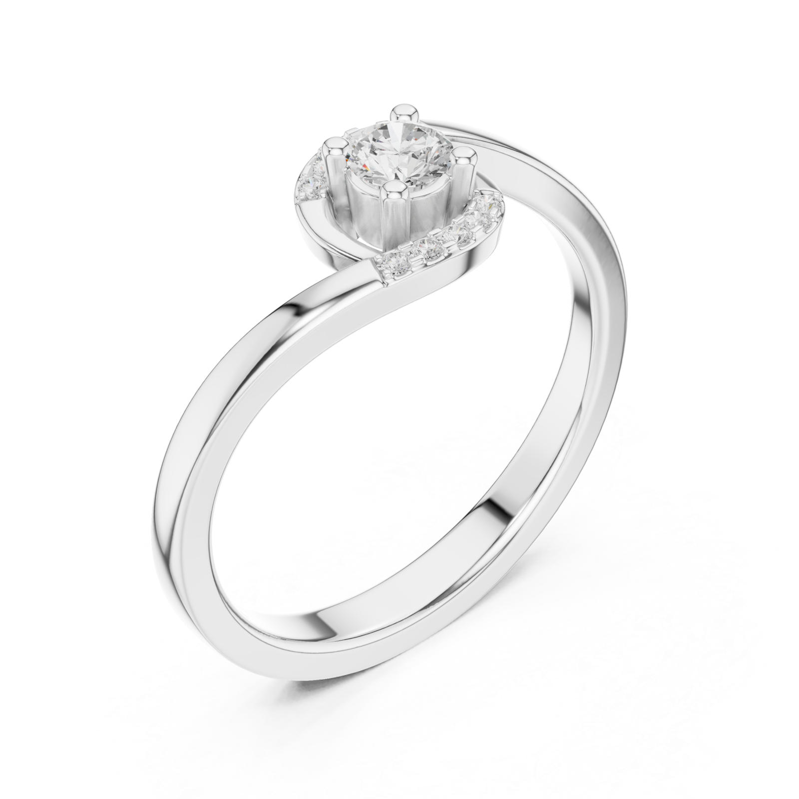  White Gold Radiance Swirl Halo Promise Ring Right View