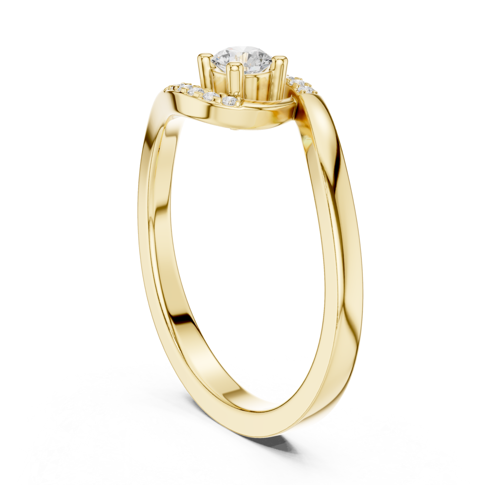  Gold Radiance Swirl Halo Promise Ring Left View