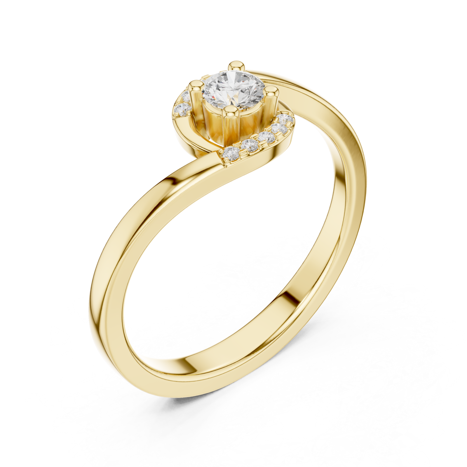 Gold Radiance Swirl Halo Promise Ring Right View