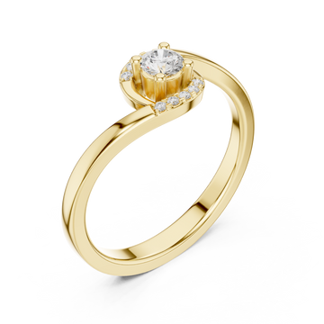 Gold Radiance Swirl Halo Promise Ring Right View