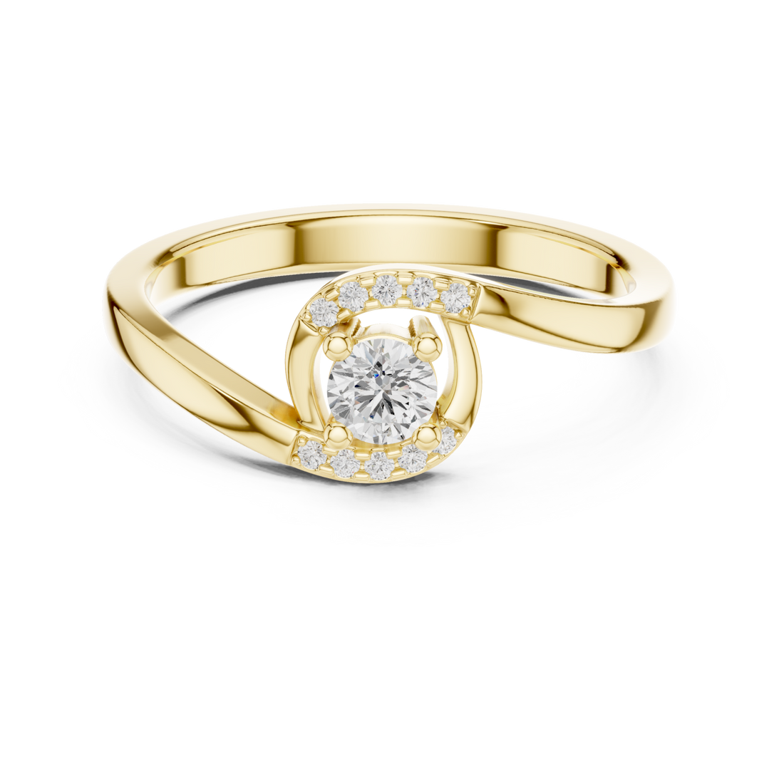 Gold Radiance Swirl Halo Promise Ring Right View