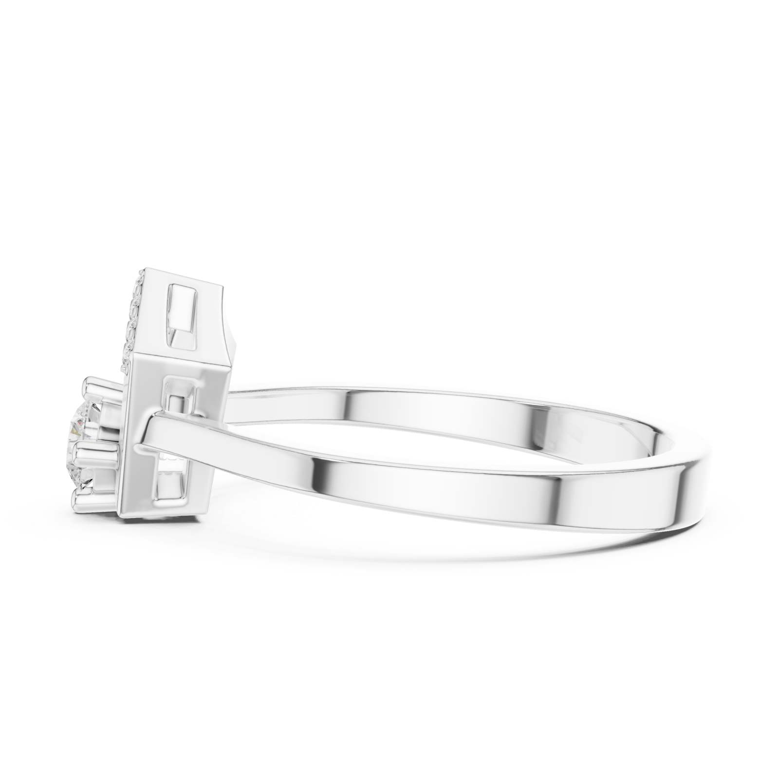 White Gold Pentagon Grace Solitaire Ring Side View