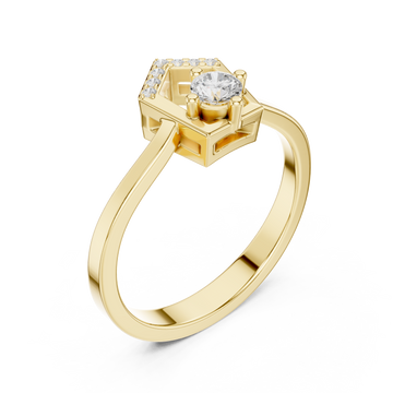 Gold Pentagon Grace Solitaire Ring Right View