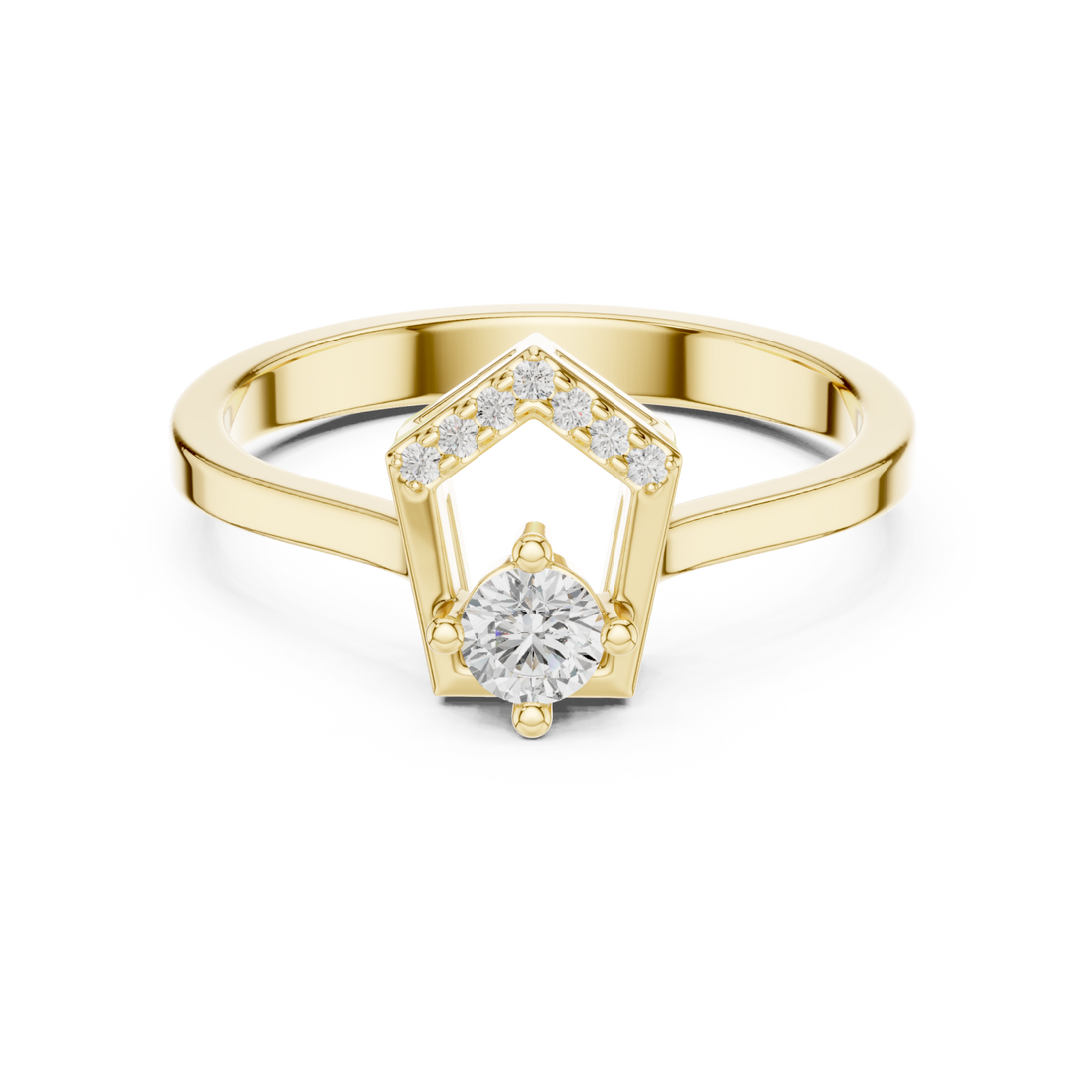 Gold Pentagon Grace Solitaire Ring Right View