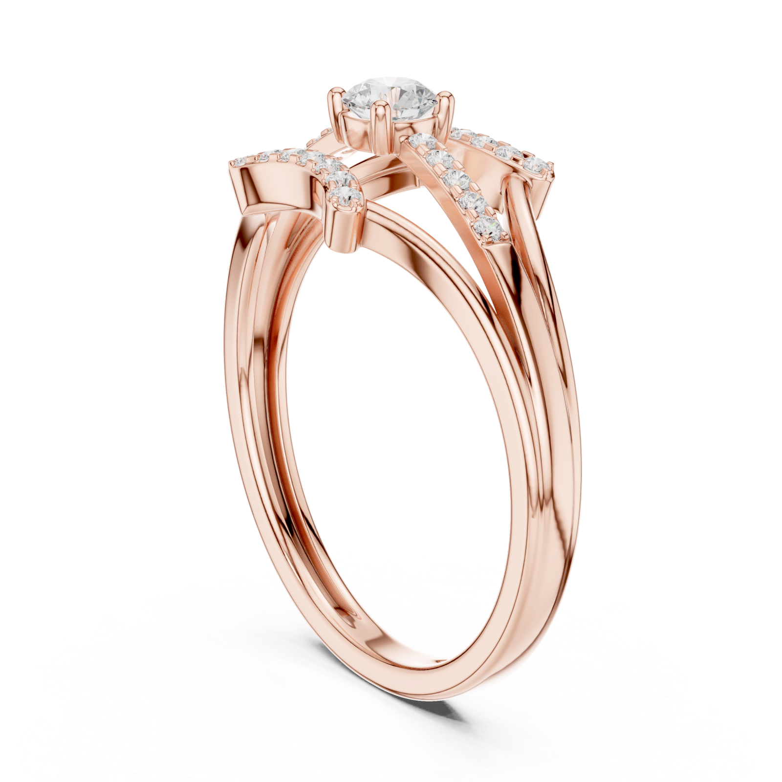  Rose Gold Celestial Embrace Dual Band Ring Left View
