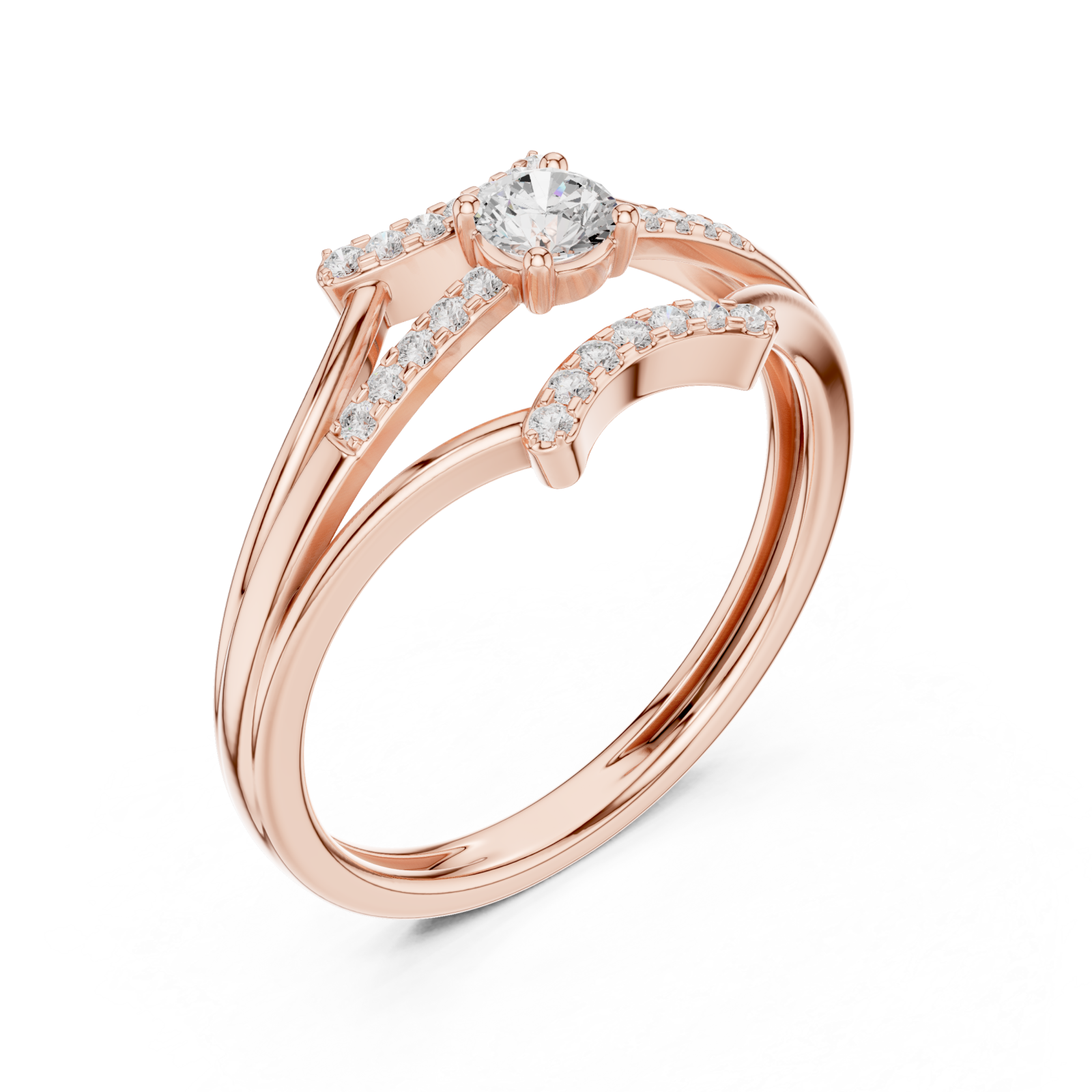  Rose Gold Celestial Embrace Dual Band Ring Right View
